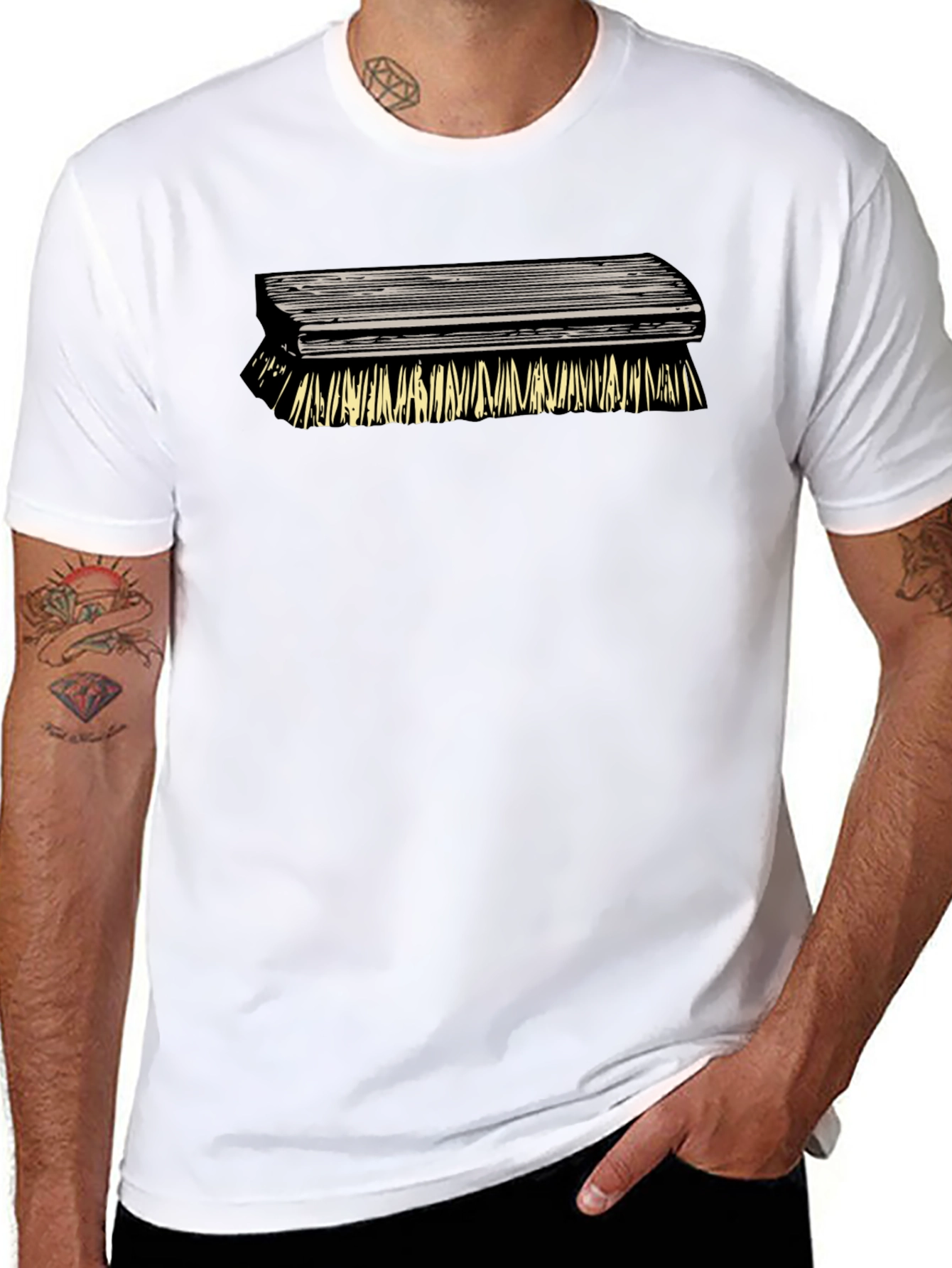 Novelty Brush Graphic Tee - Unique Design Casual Style
