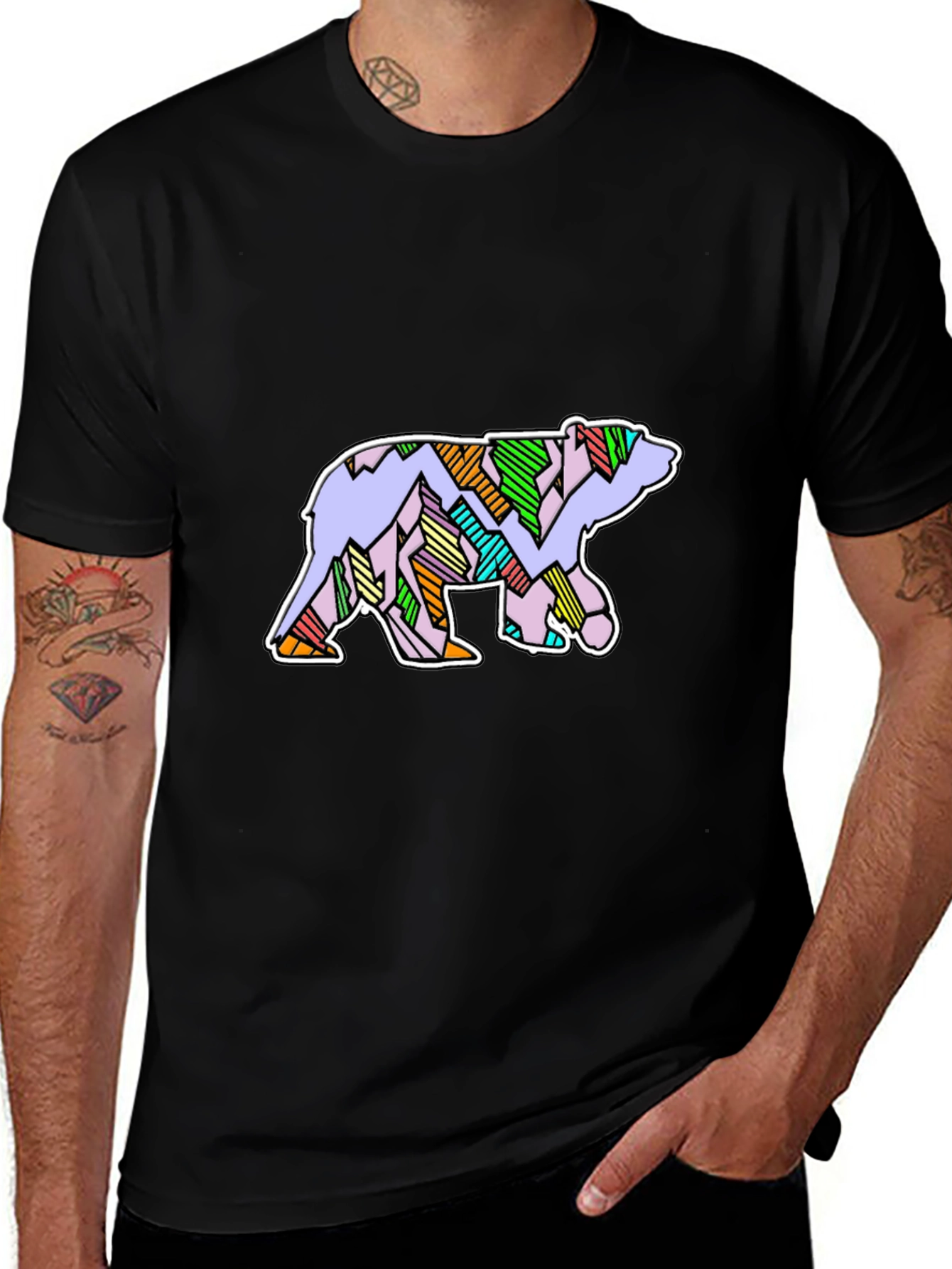 Abstract Bear Graphic T-Shirt