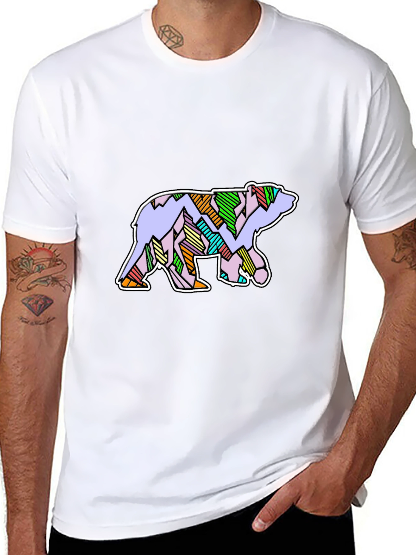 Abstract Bear Graphic T-Shirt