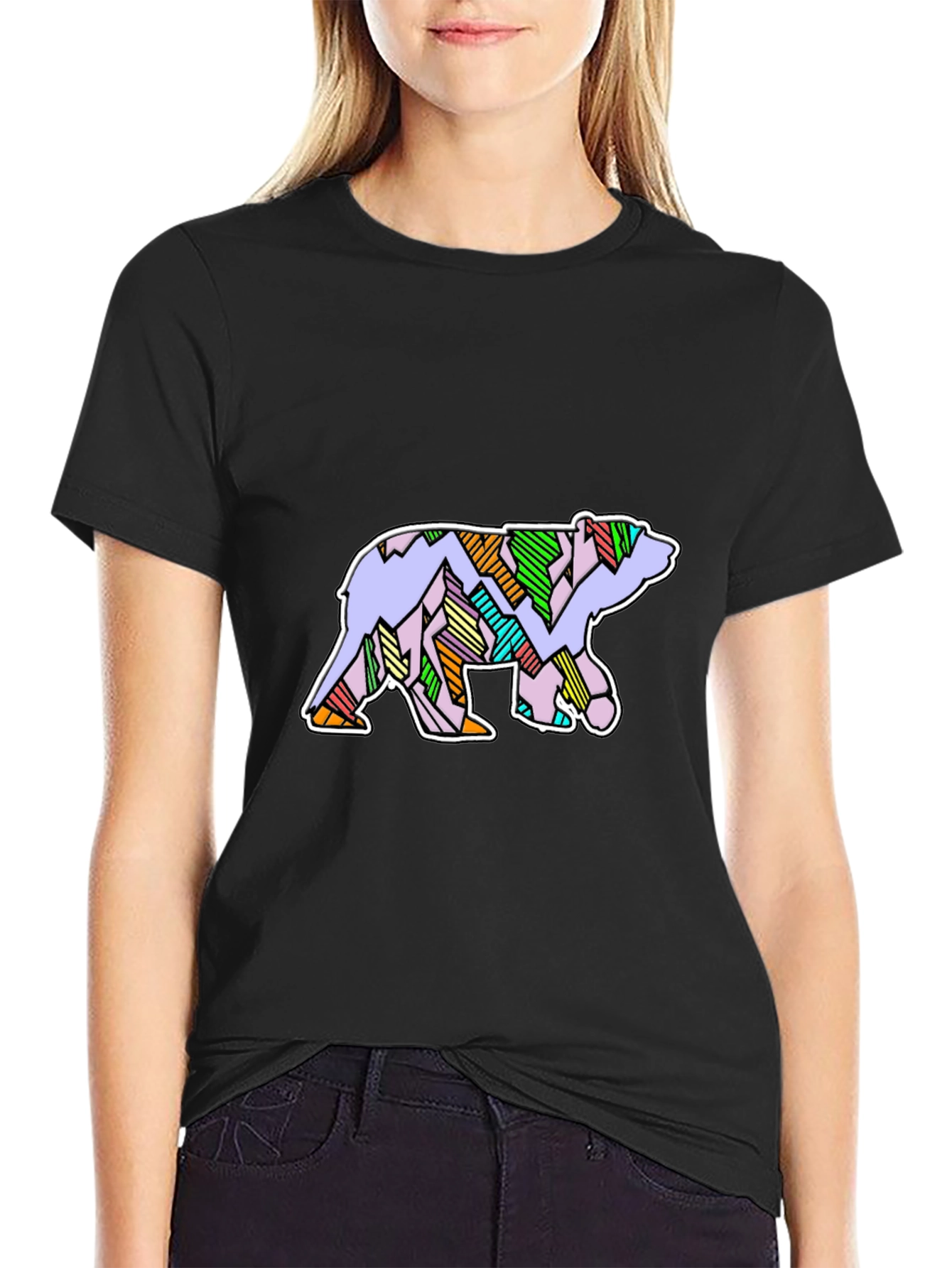 Abstract Bear Graphic T-Shirt