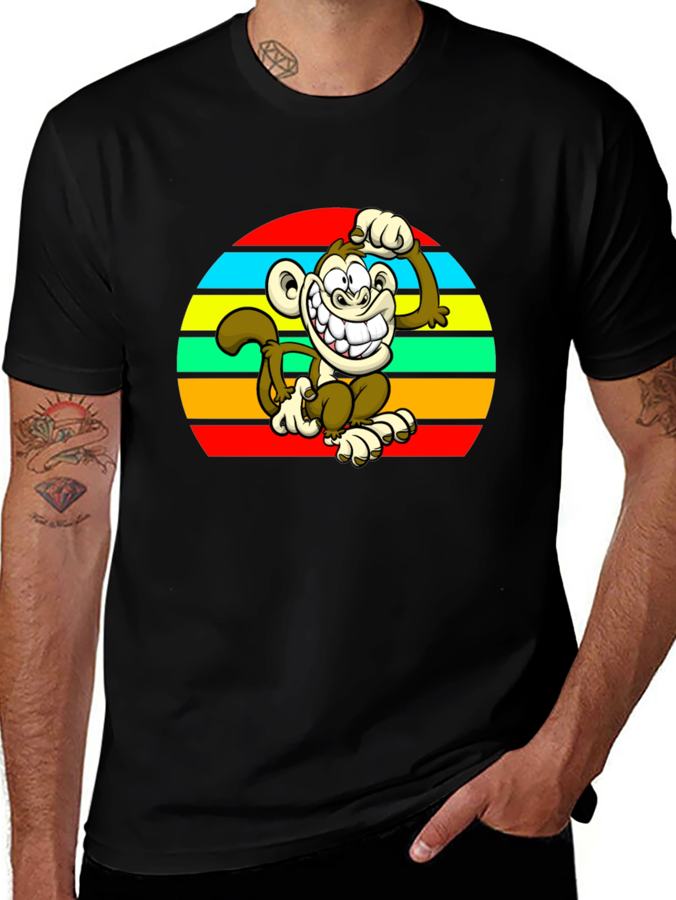 Monkey Retro Sunset Graphic T-Shirt