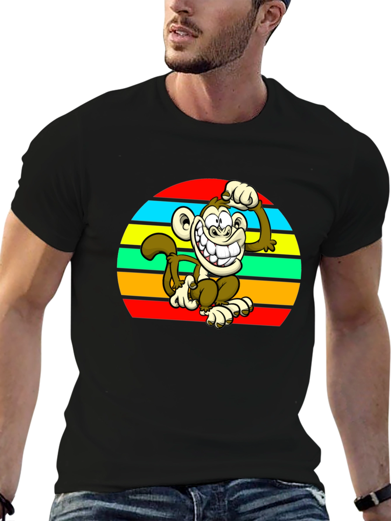 Monkey Retro Sunset Graphic T-Shirt