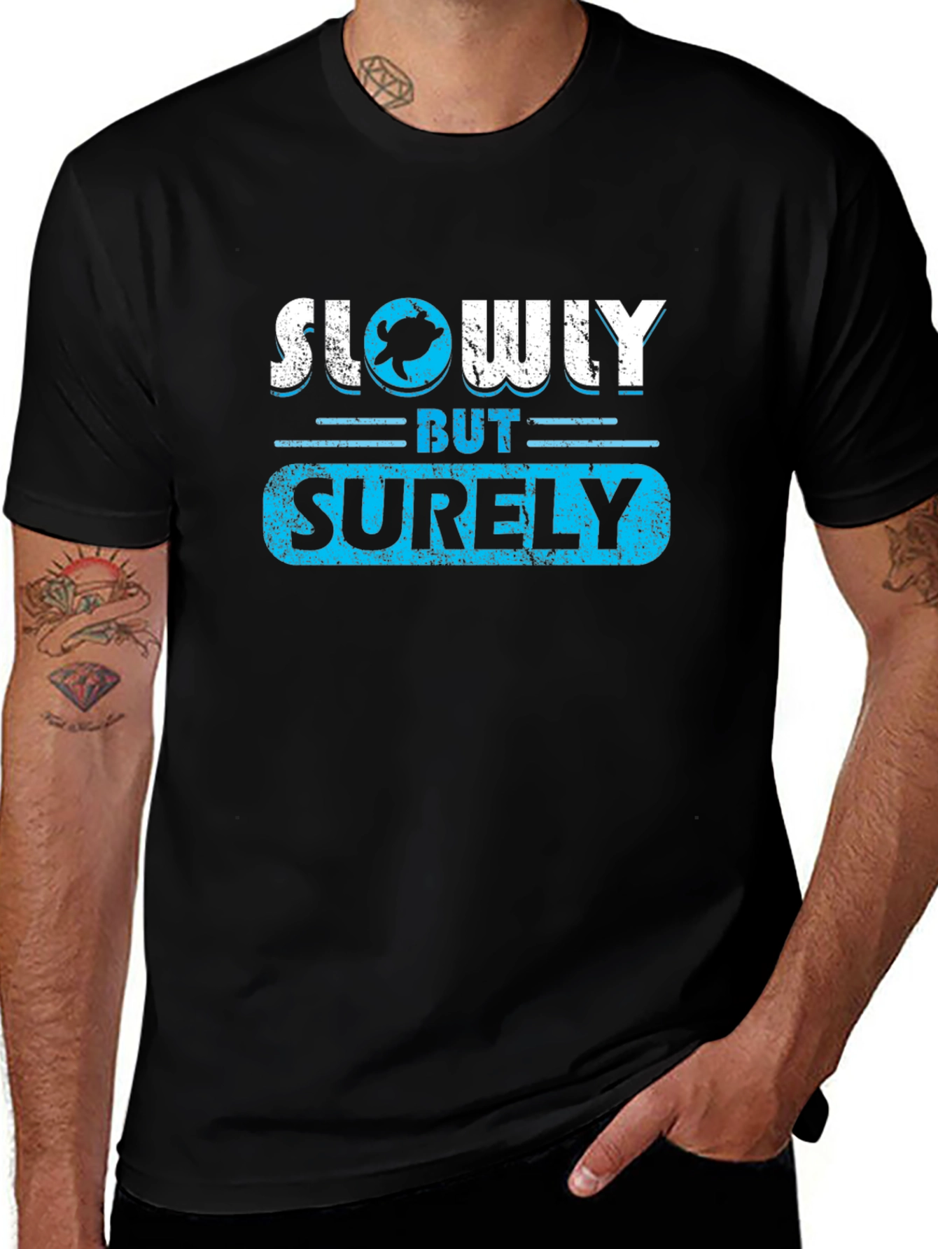 Slowly But Surely Graphic Tee - Turtle Design
