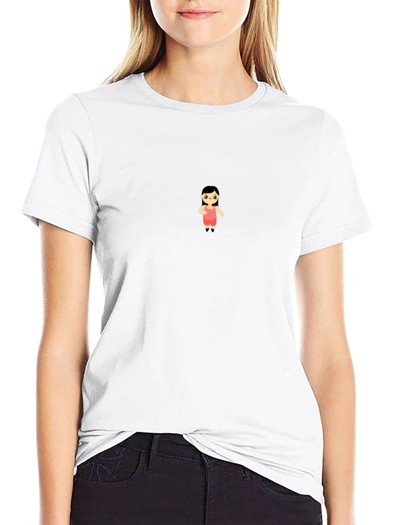 Black T-Shirt with Cute Cartoon Graphic