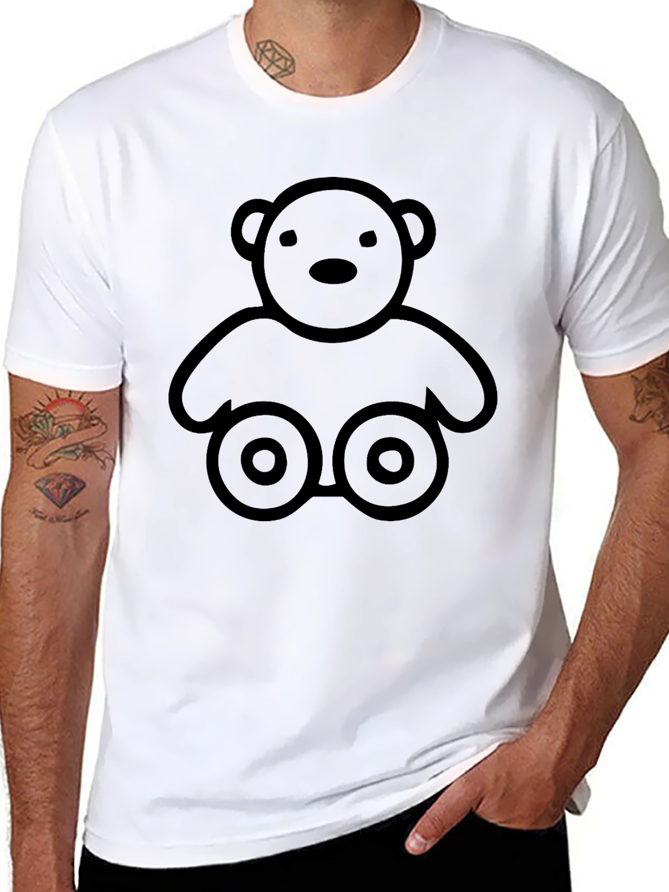 Cool Teddy Bear Graphic T-Shirt - Classic Black