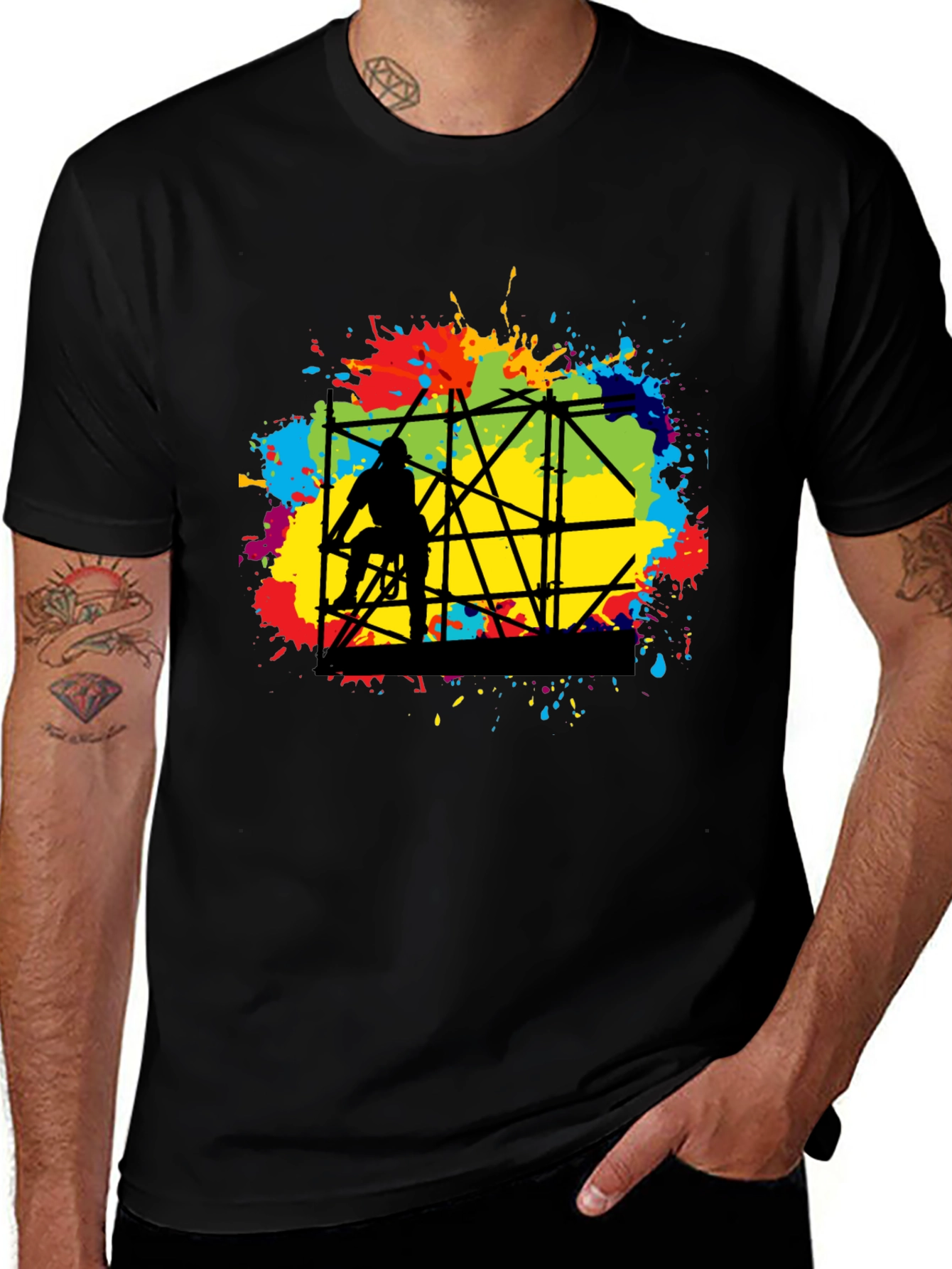 Abstract Scaffolding Graphic T-Shirt