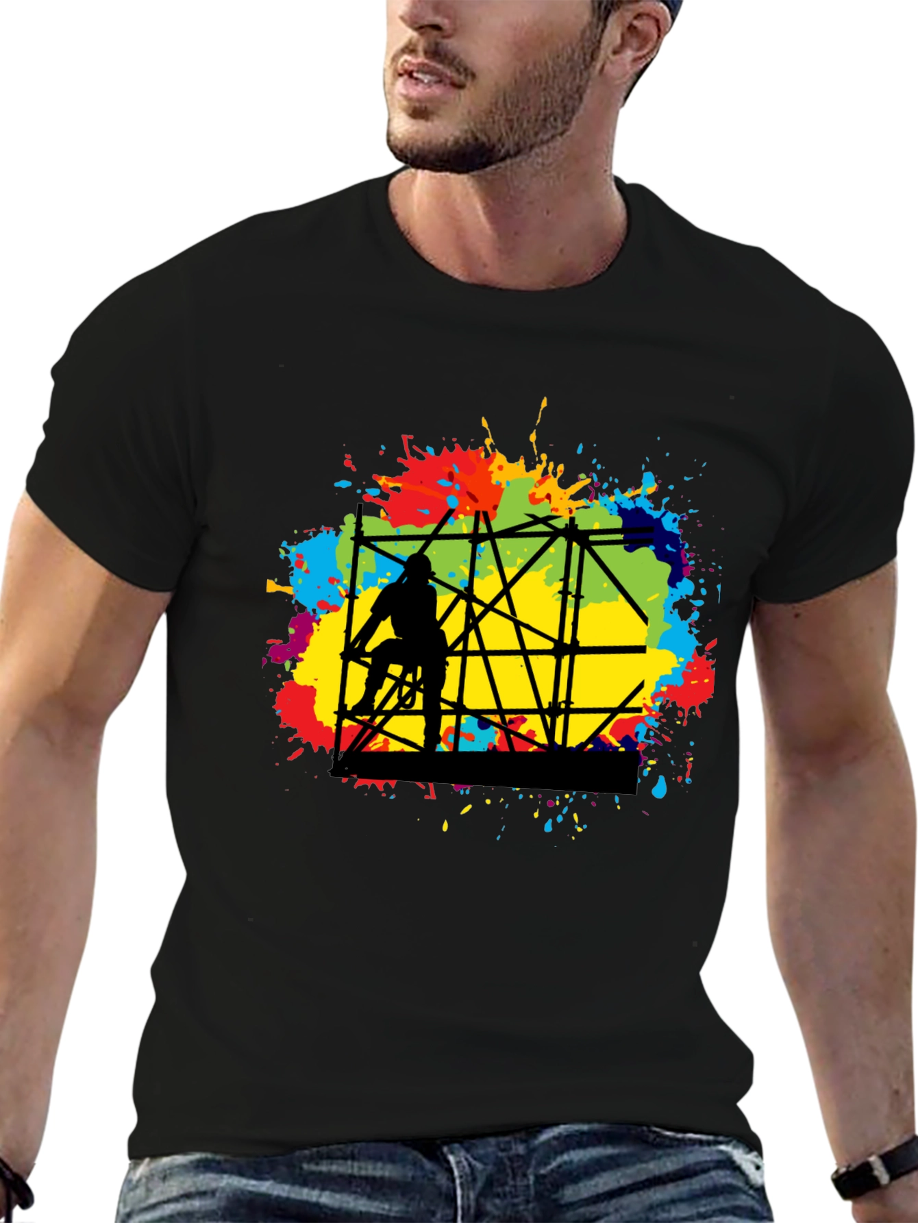Abstract Scaffolding Graphic T-Shirt