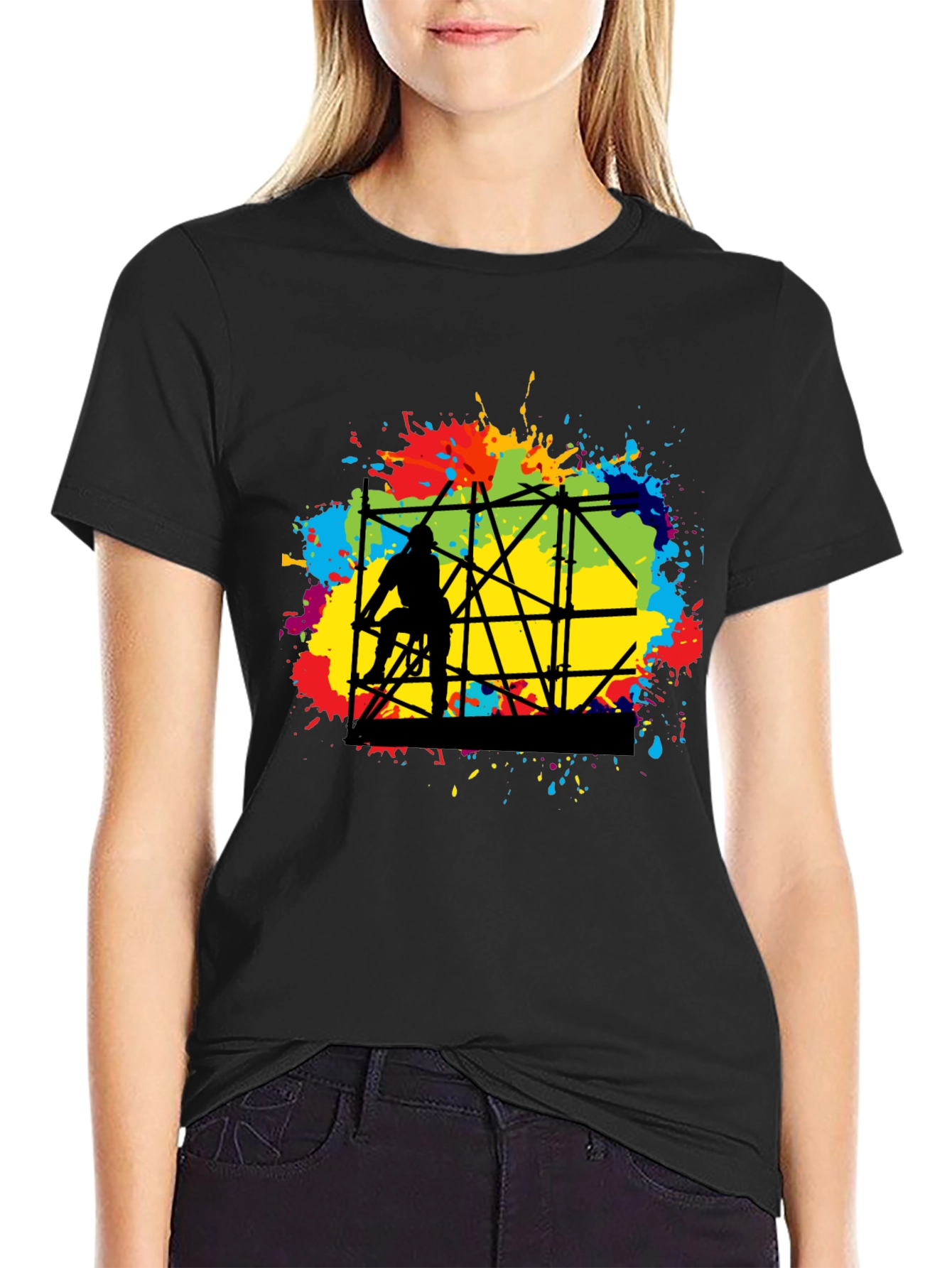 Abstract Scaffolding Graphic T-Shirt