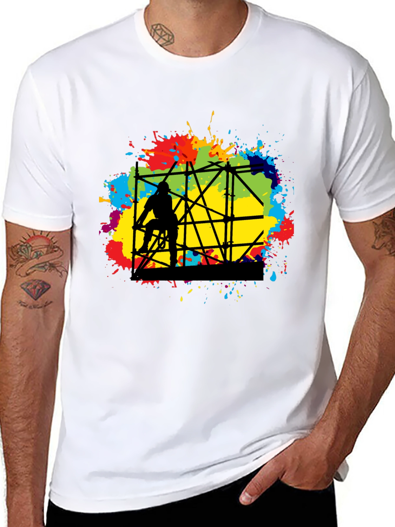 Abstract Scaffolding Graphic T-Shirt