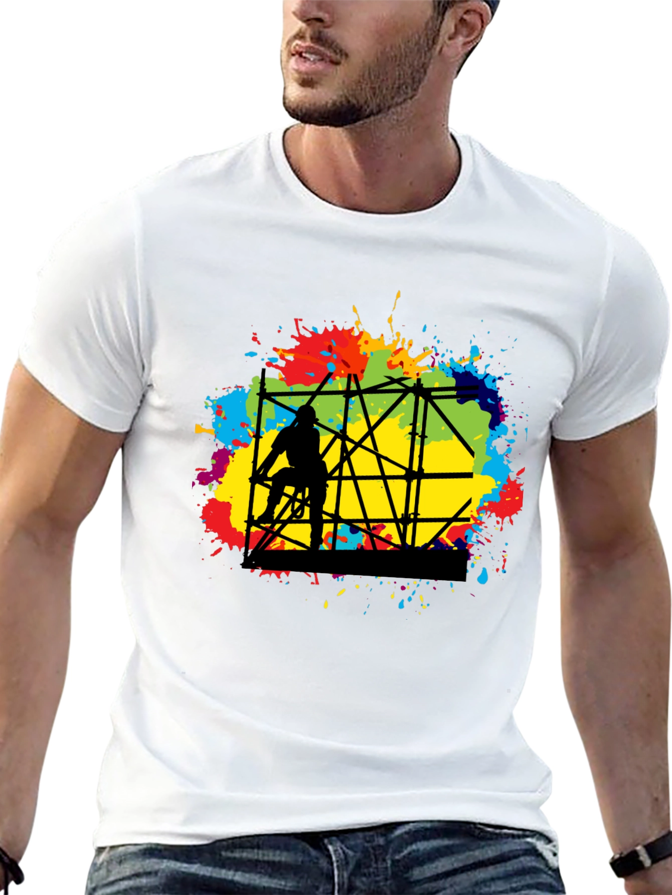 Abstract Scaffolding Graphic T-Shirt