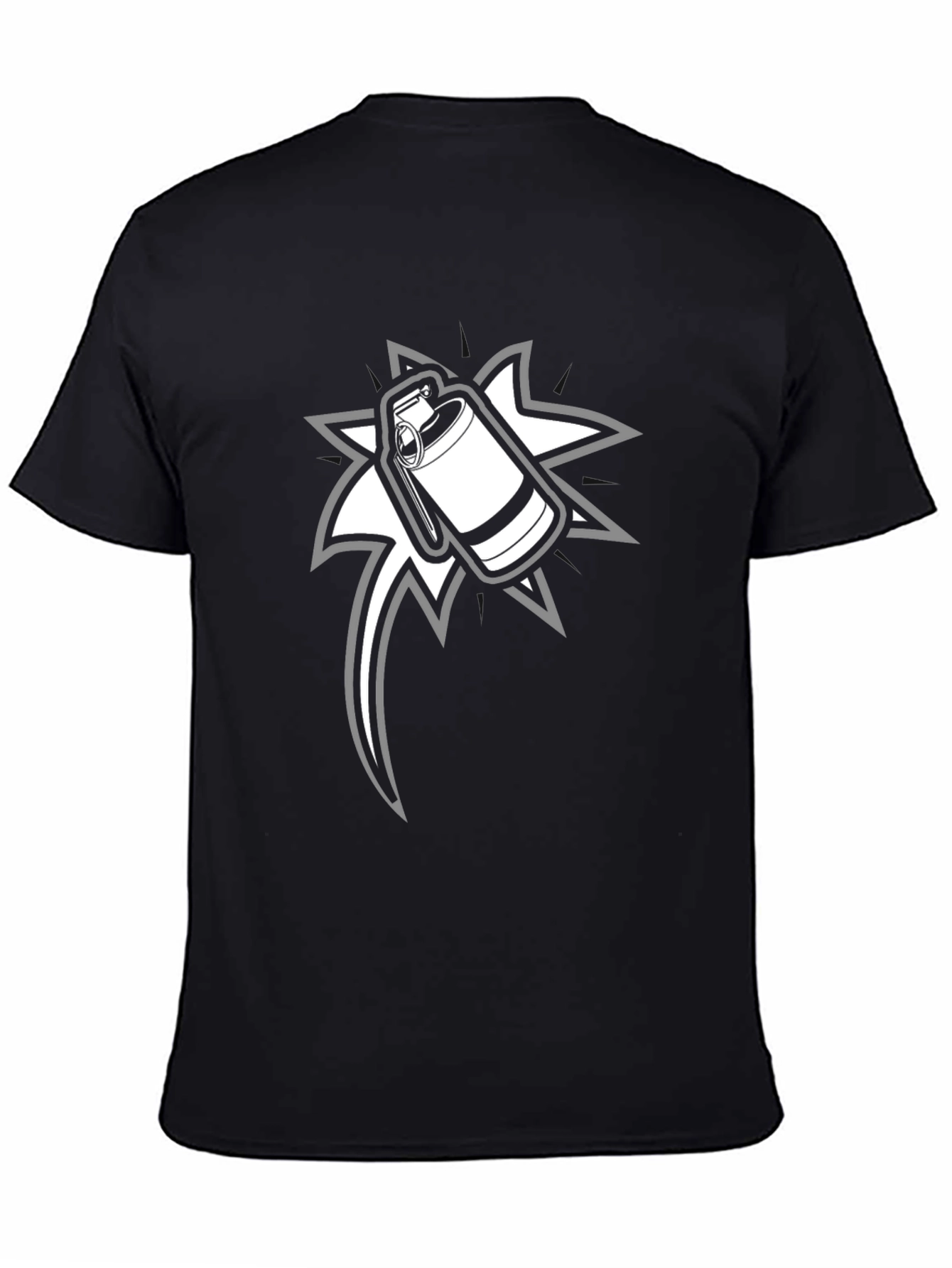 Black T-Shirt with Grenade Graphic