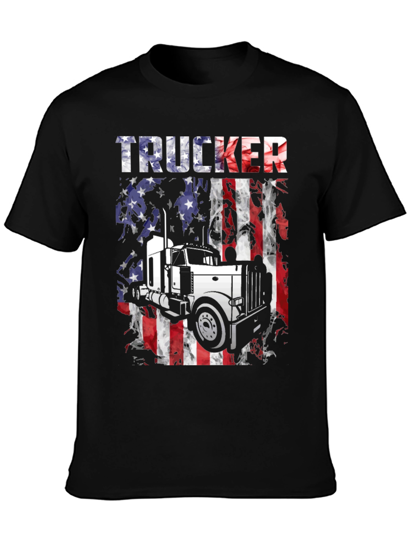 Trucker American Flag T-Shirt - Black