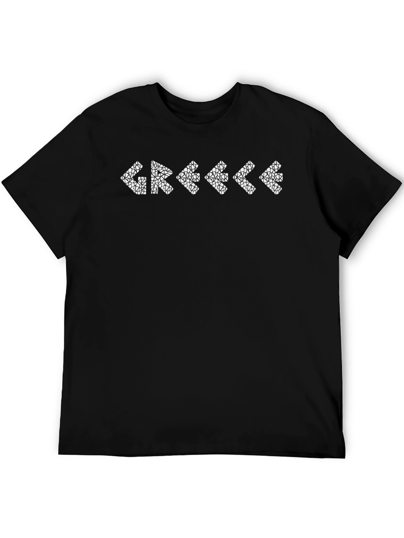 Mens Black Greece T-Shirt with White Patterned Letters