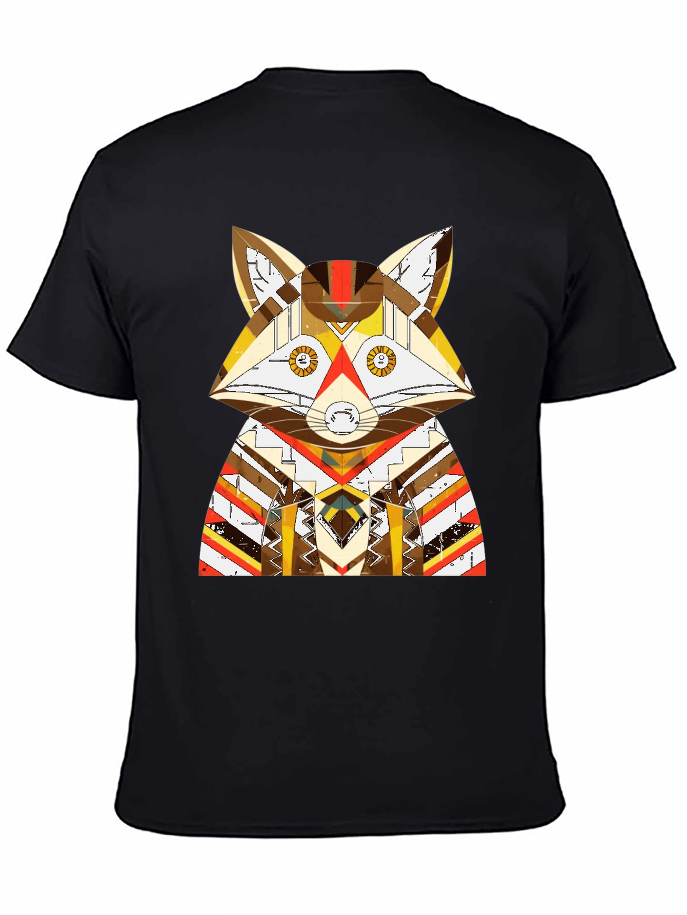 Geometric Fox Graphic Black T-Shirt