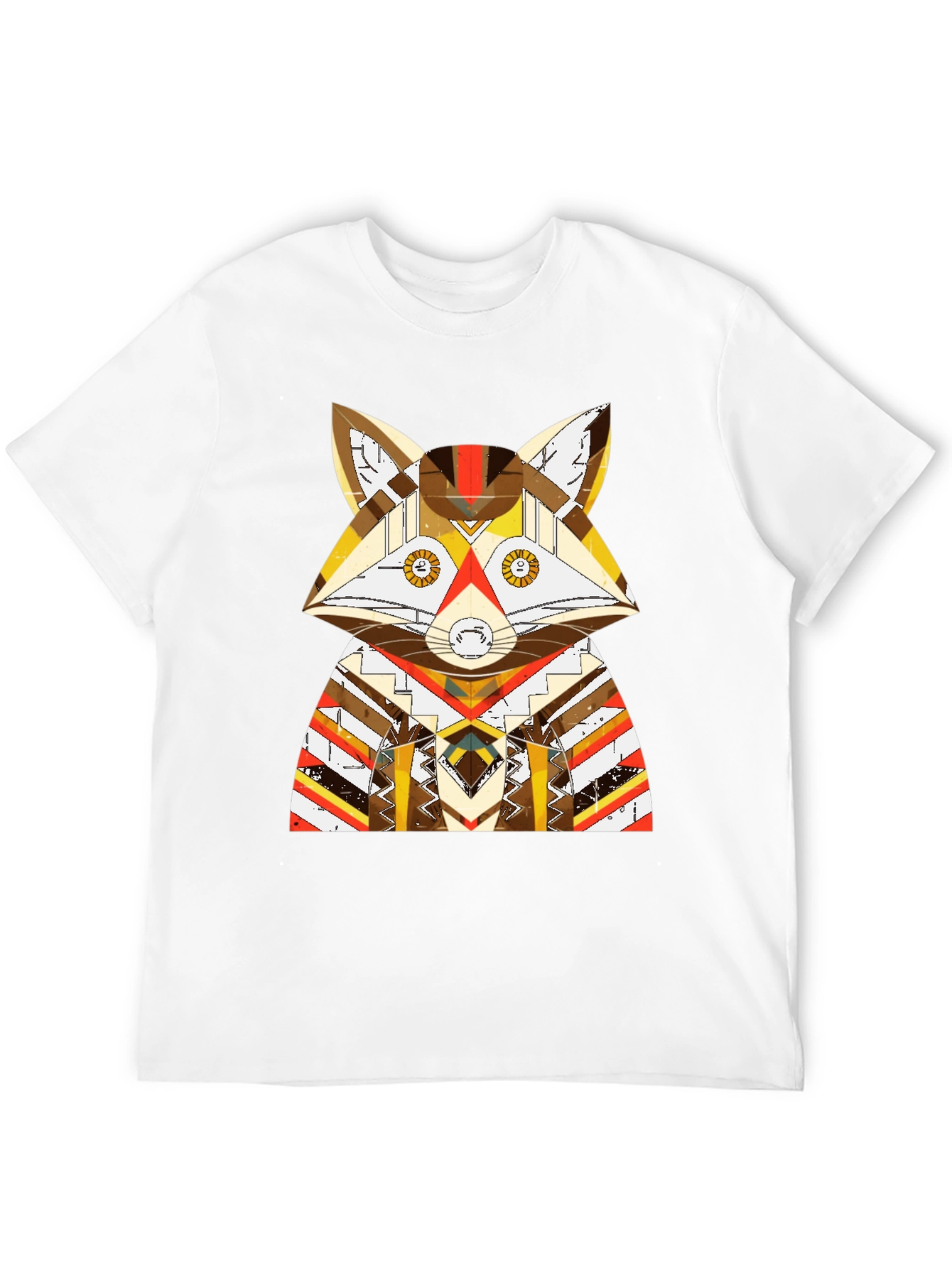 Geometric Fox Graphic Black T-Shirt