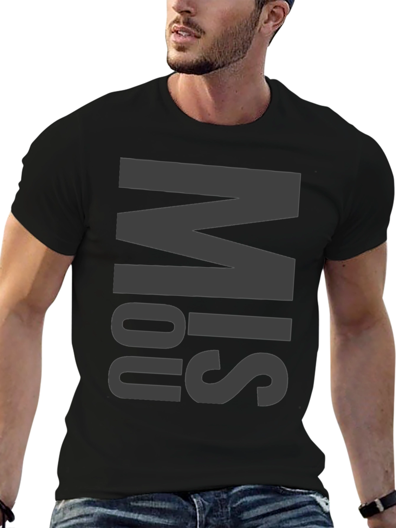 Minimalist Miss You Graphic Tee - Black