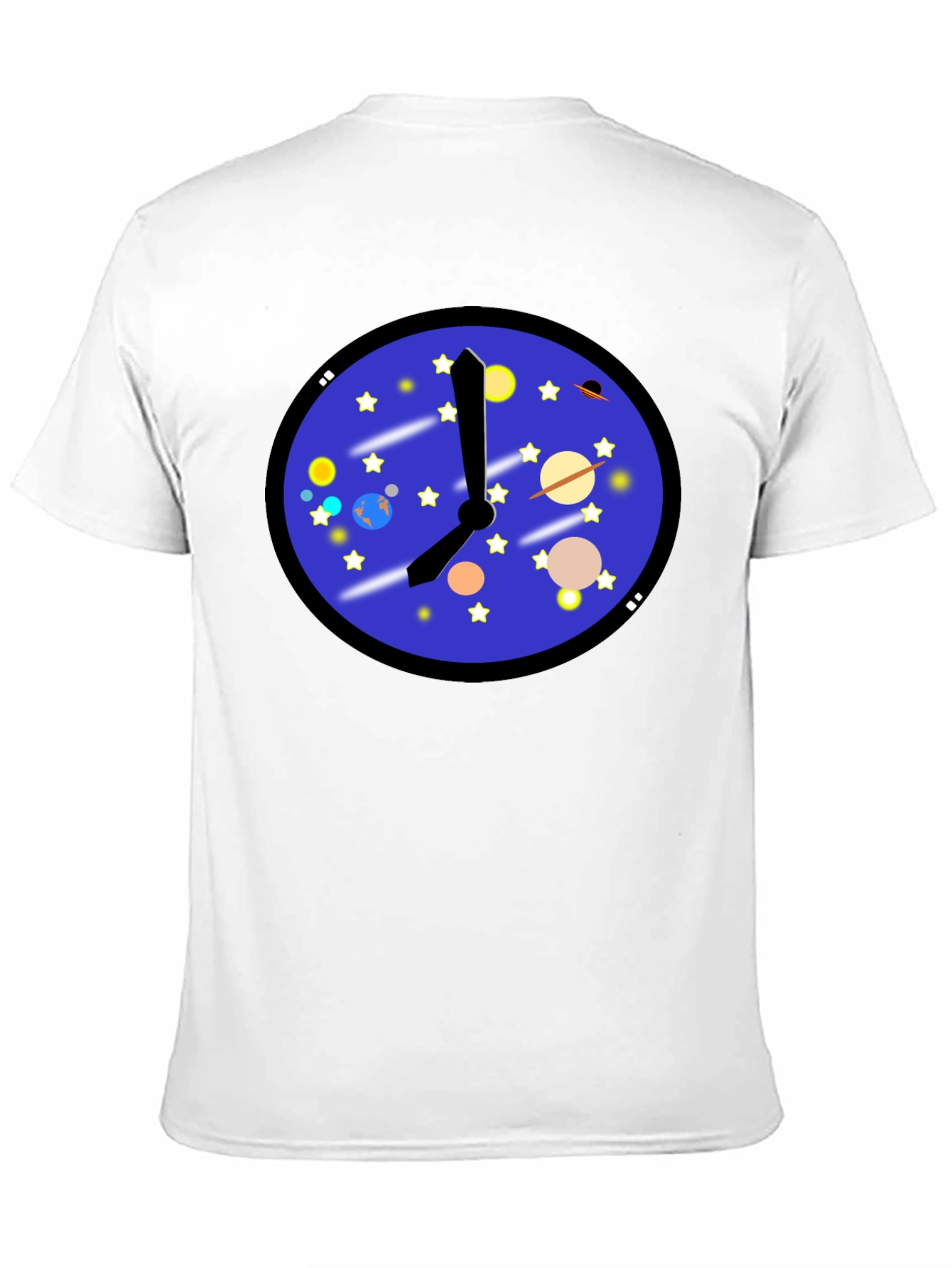 Space Time T-Shirt - Galaxy Clock Design