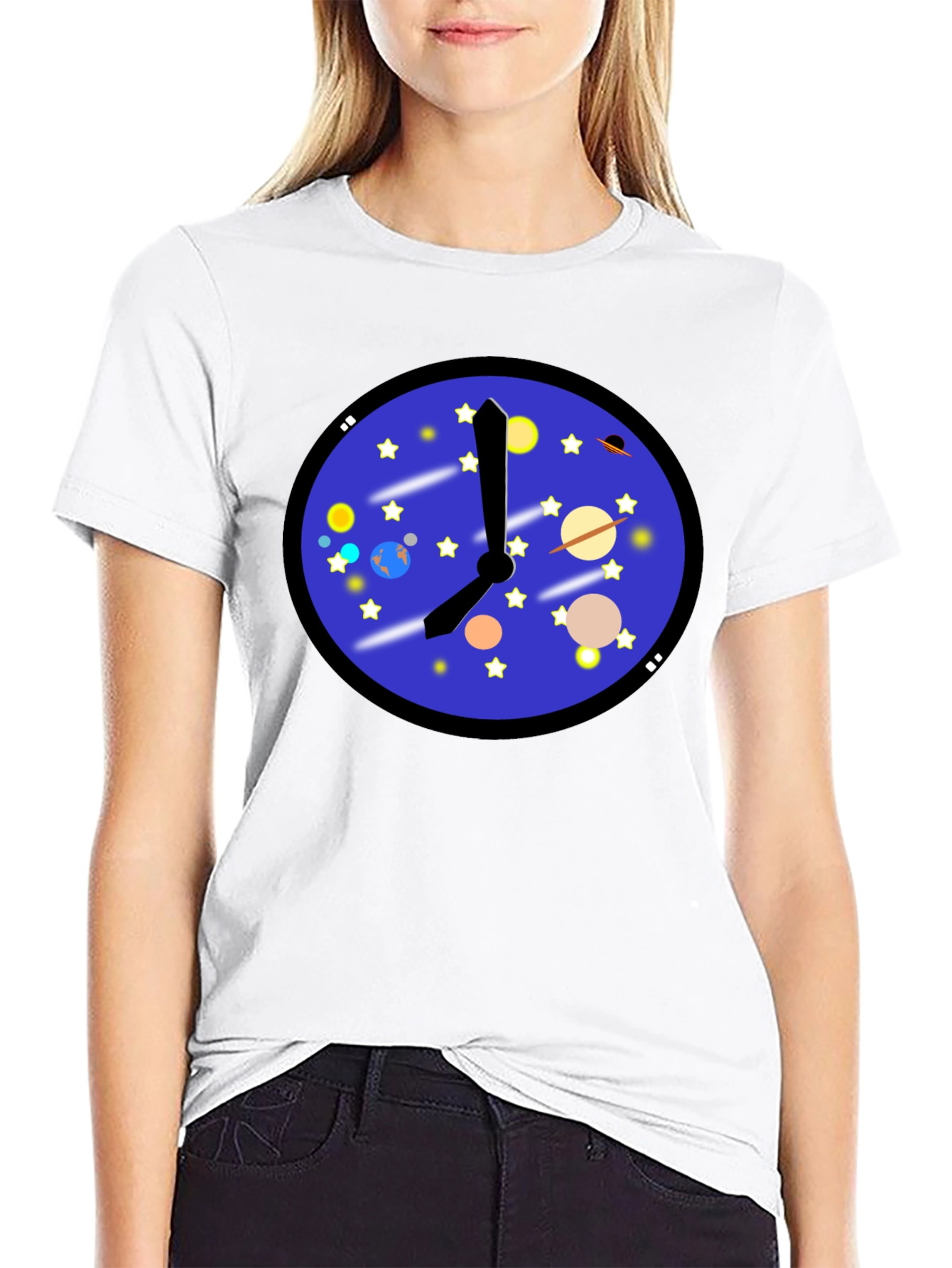 Space Time T-Shirt - Galaxy Clock Design