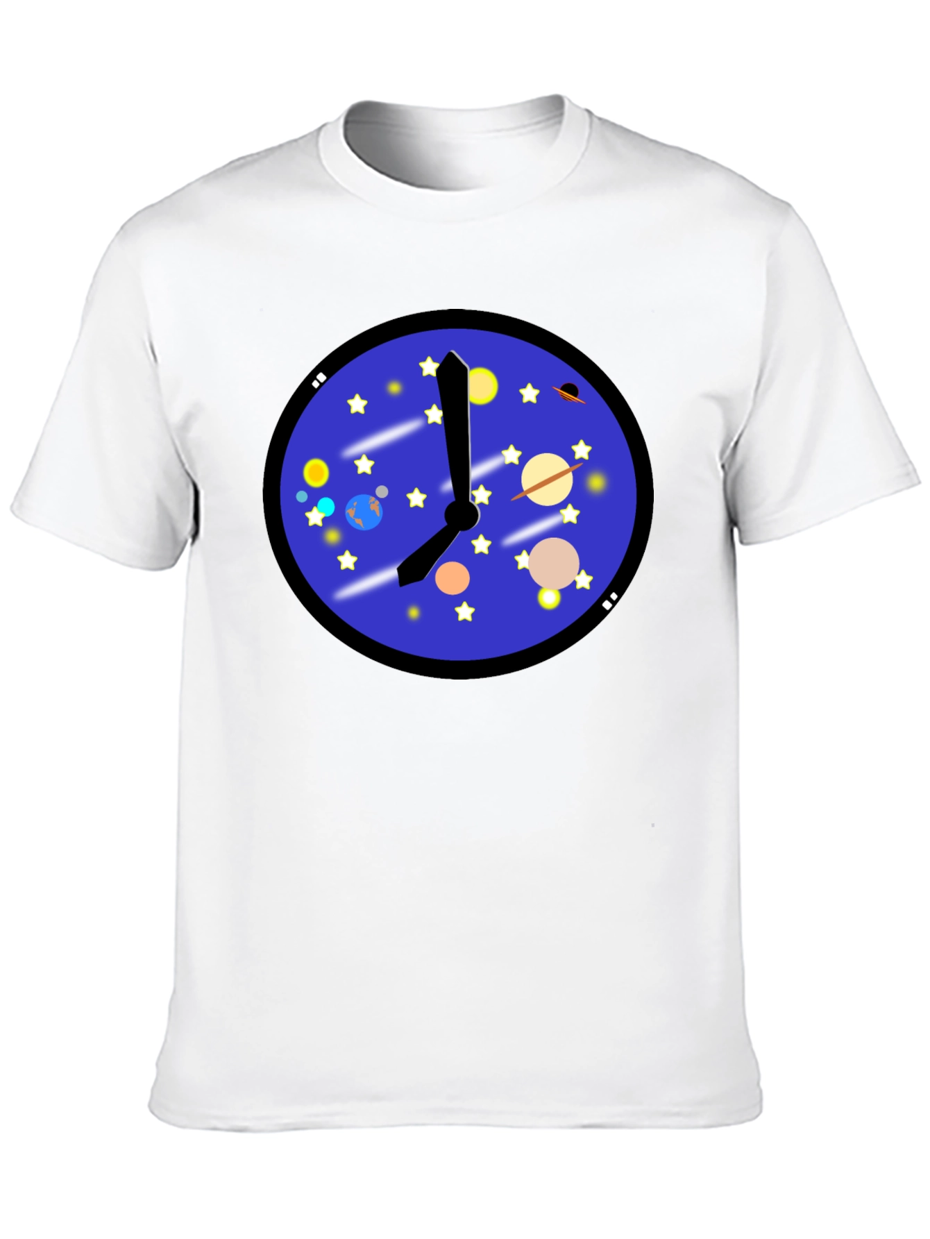 Space Time T-Shirt - Galaxy Clock Design