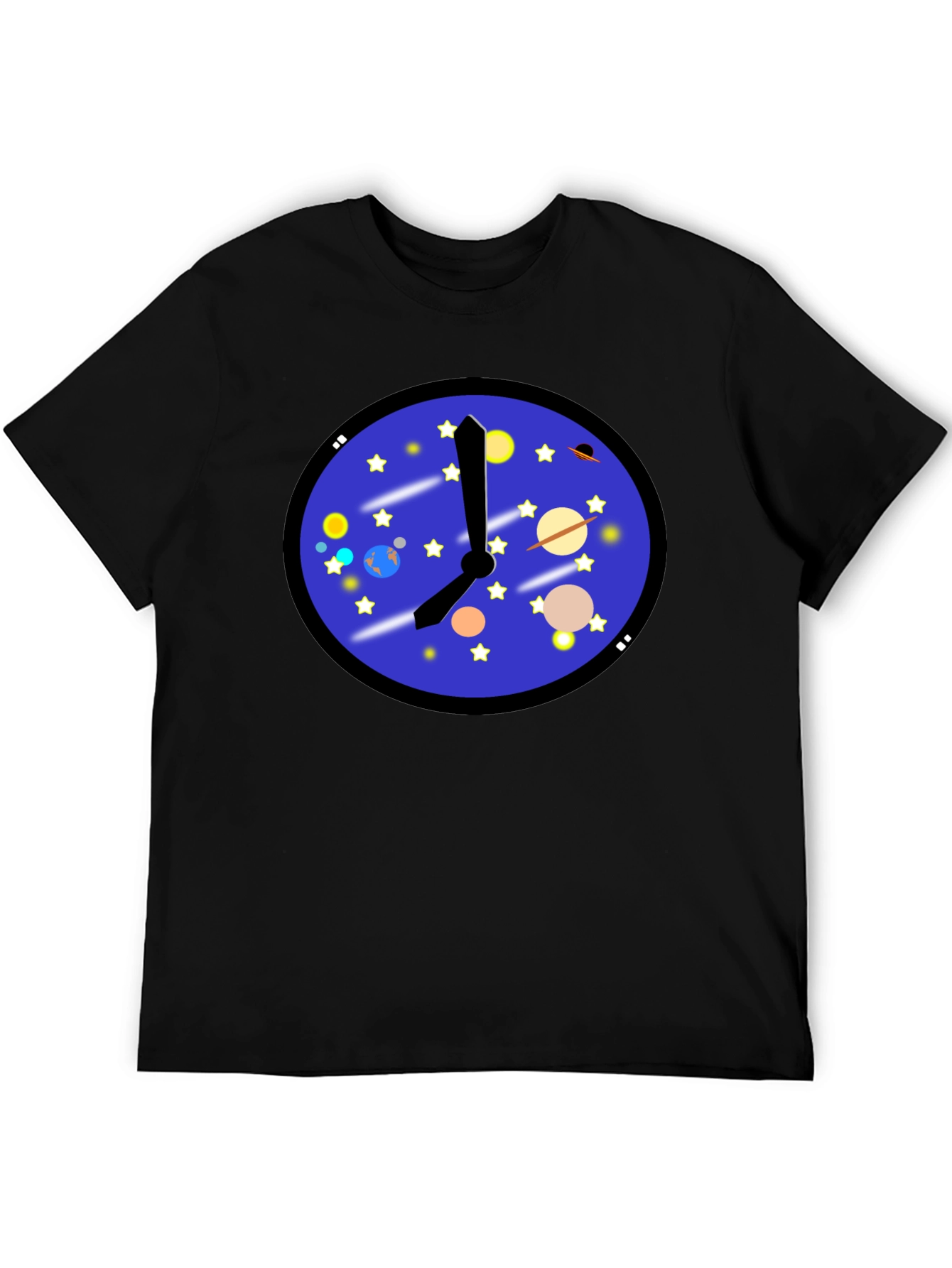 Space Time T-Shirt - Galaxy Clock Design