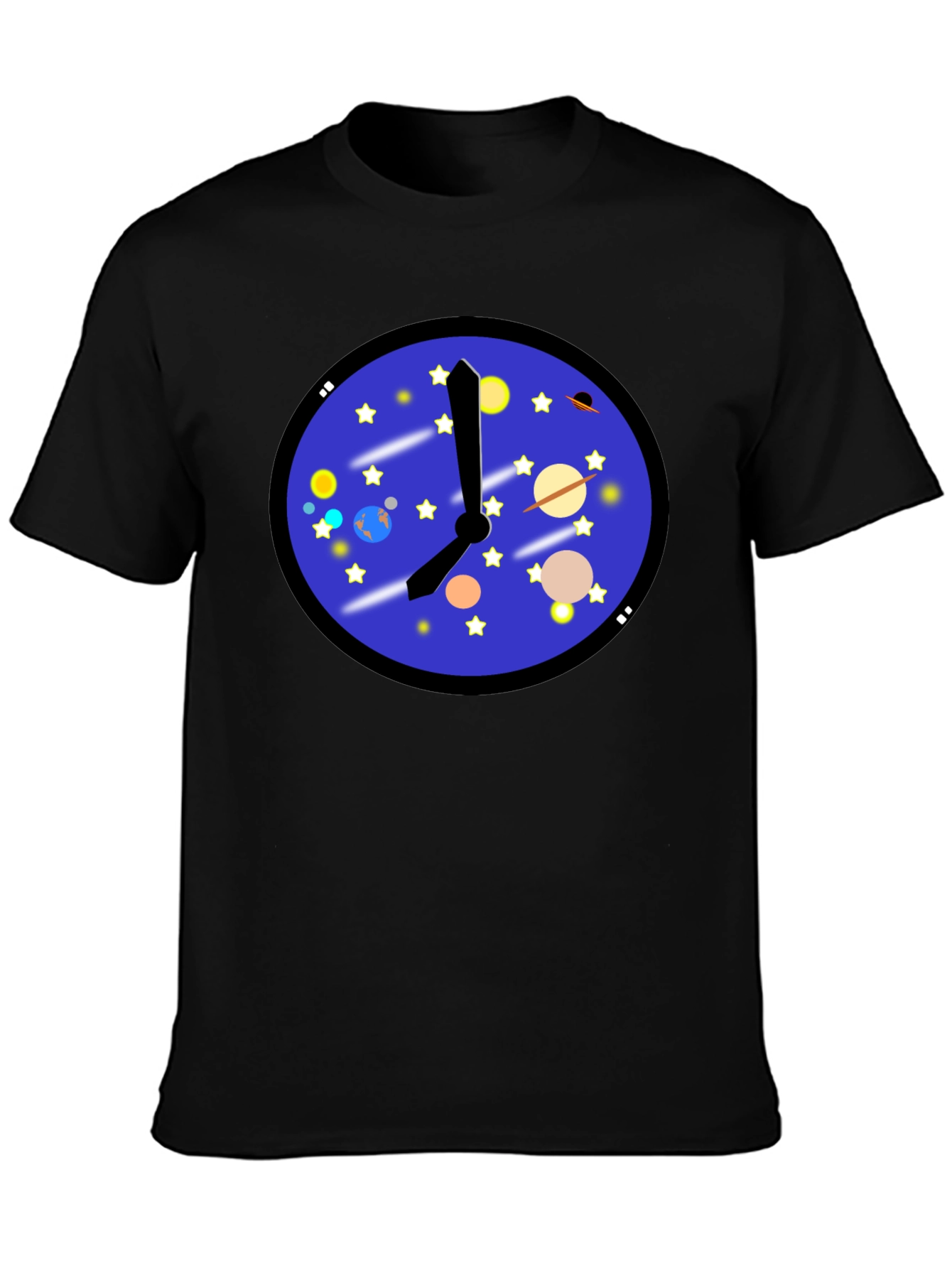 Space Time T-Shirt - Galaxy Clock Design