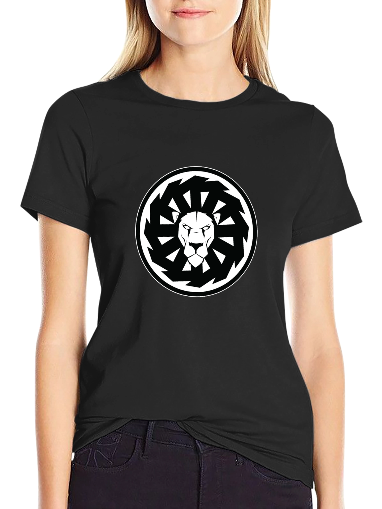 Lion Mandala Graphic Black T-Shirt