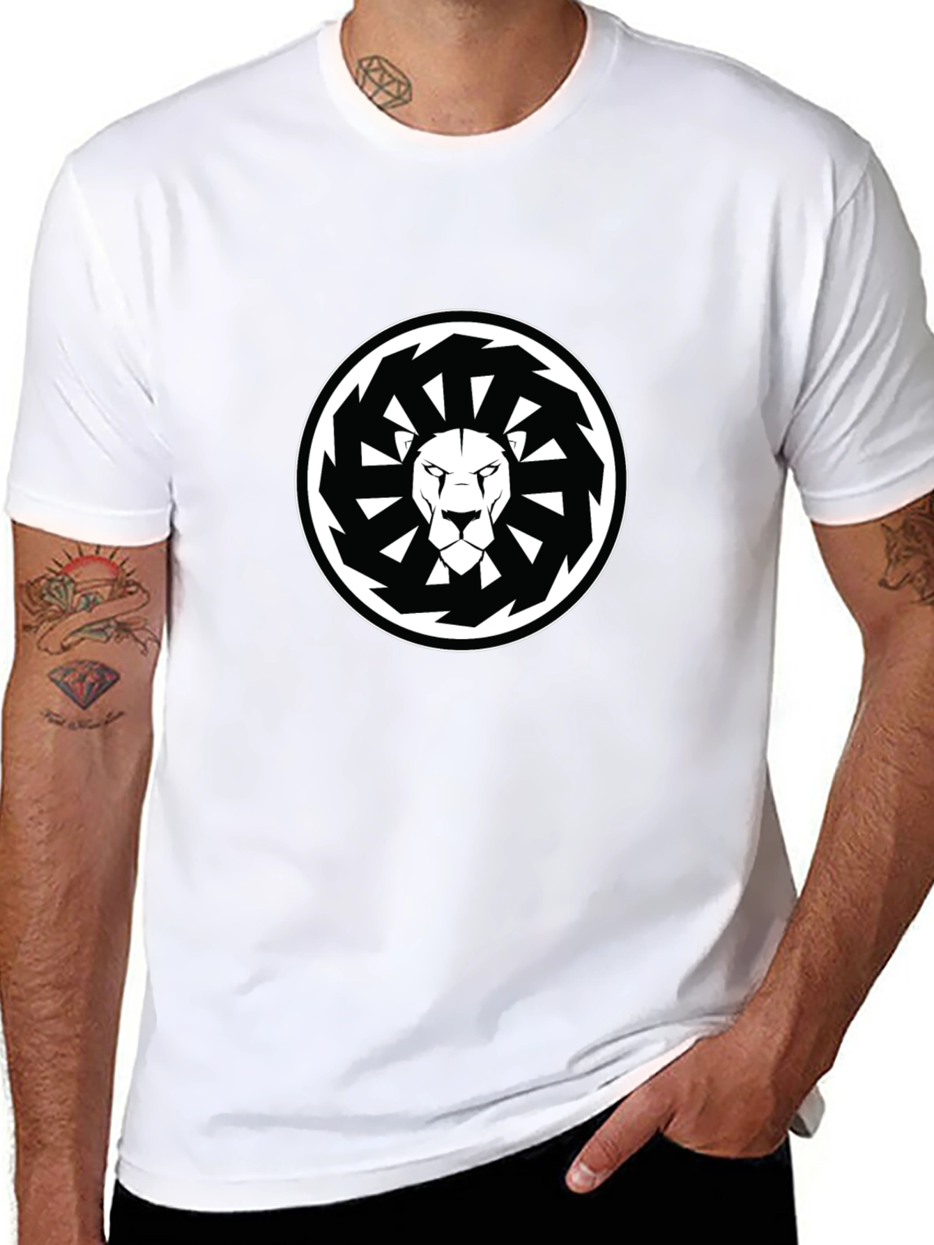 Lion Mandala Graphic Black T-Shirt