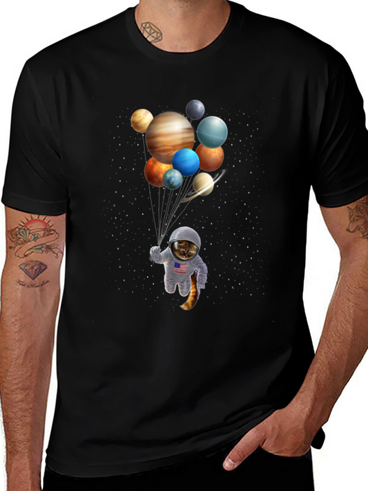 Cat Astronaut Planets T-Shirt