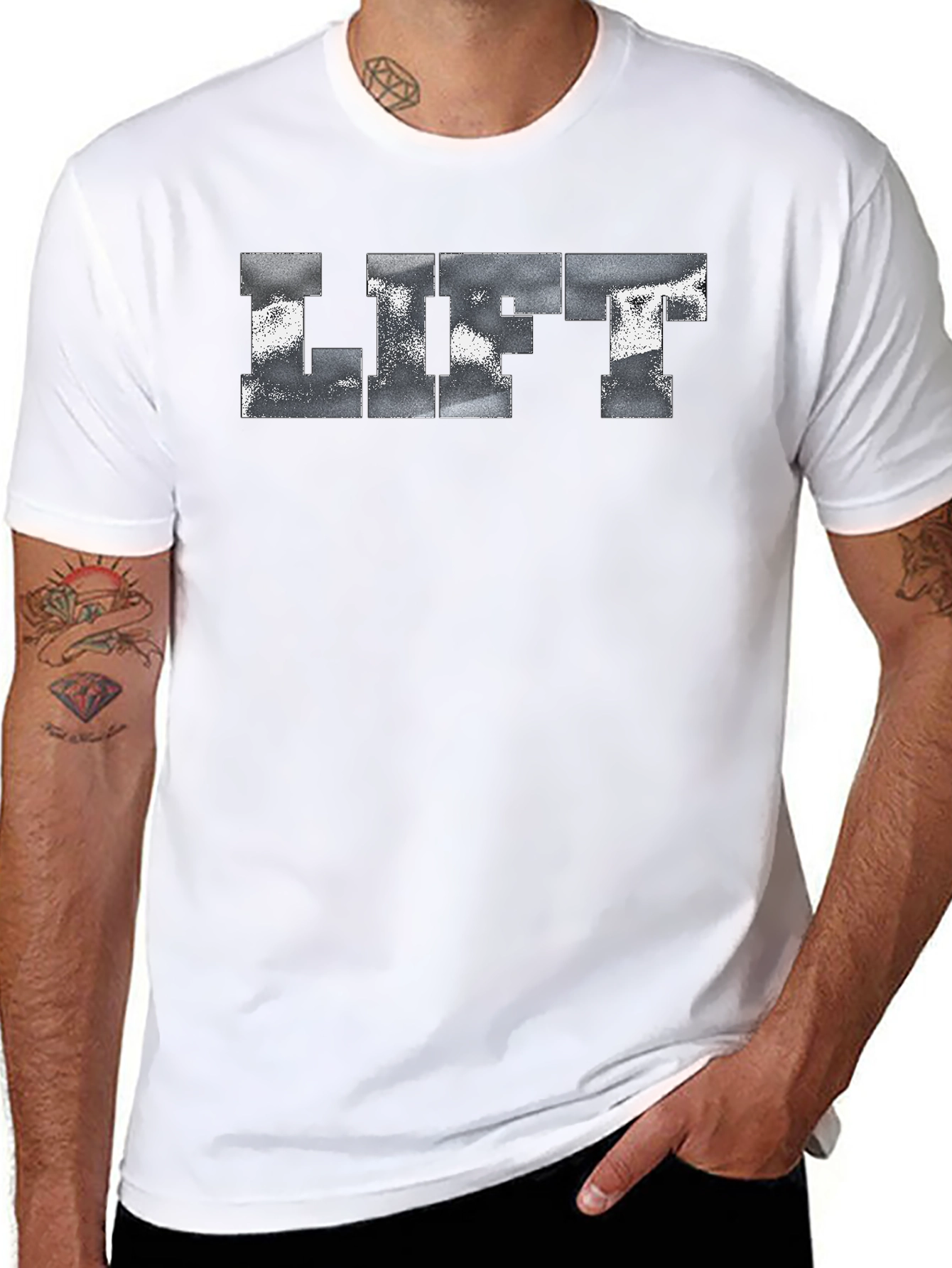 LIFT Graphic Tee - Black Cotton Fitness Shirt