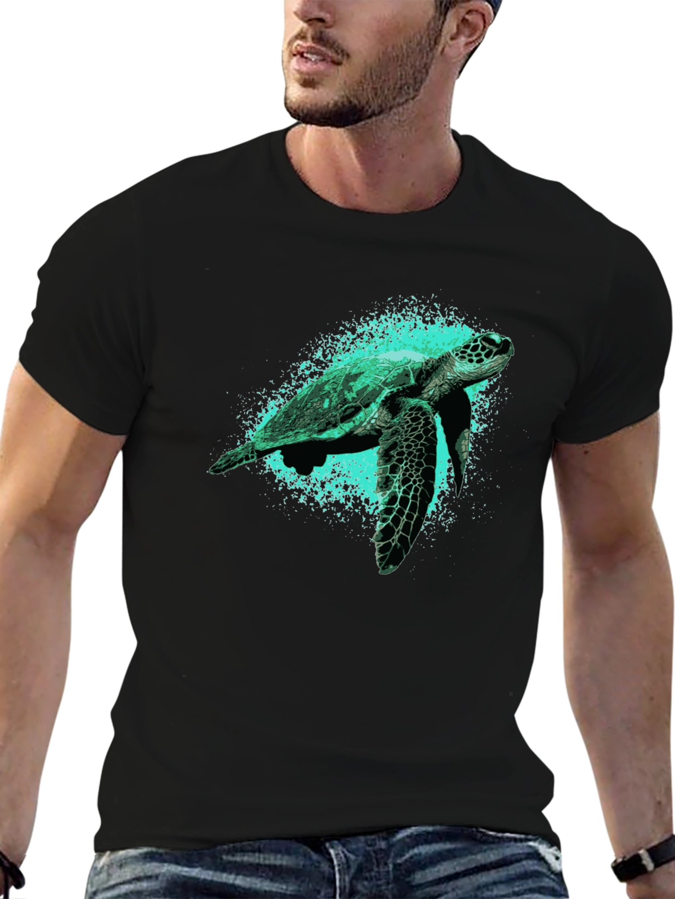 Sea Turtle Graphic Tee - Black