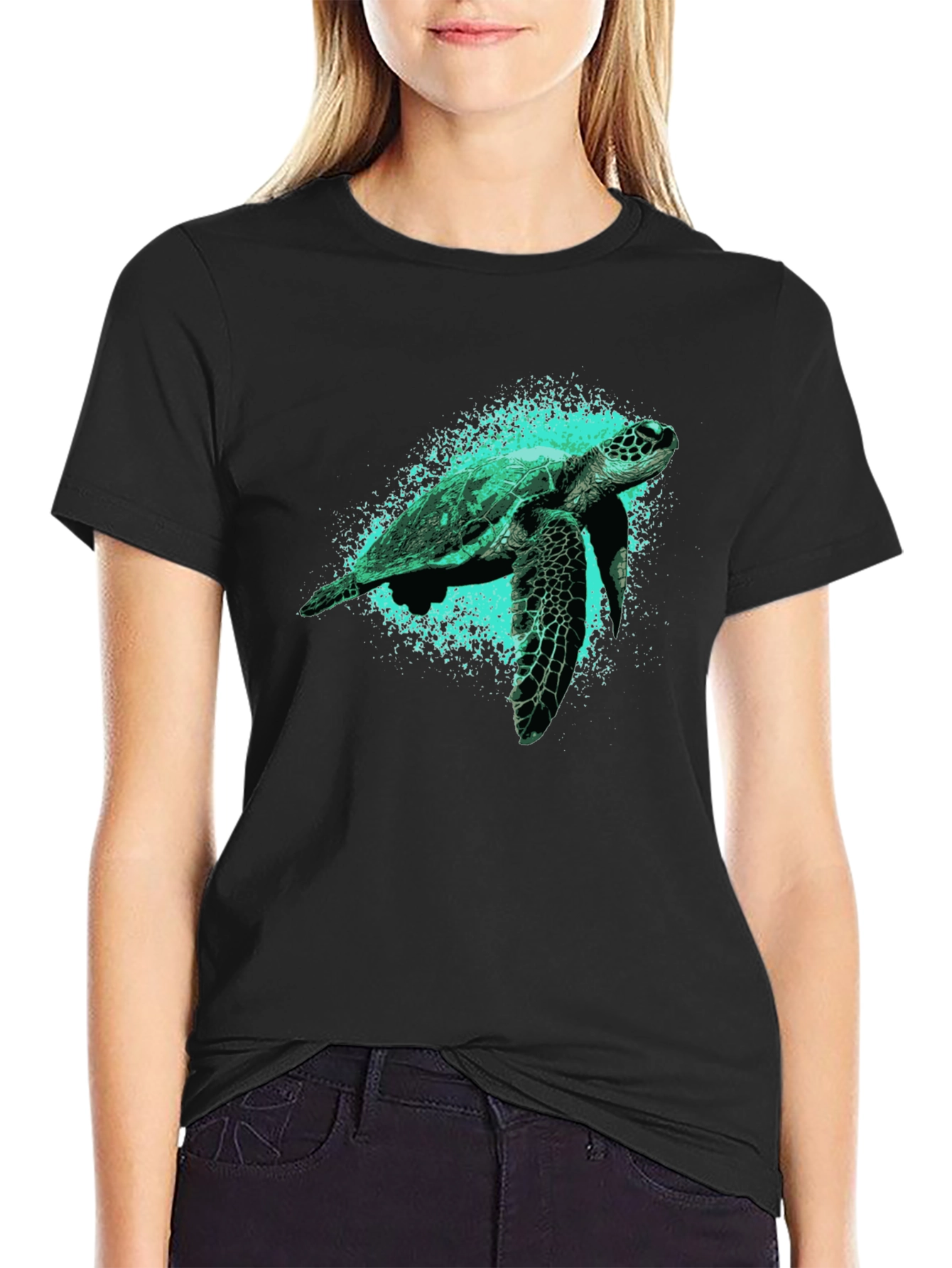 Sea Turtle Graphic Tee - Black