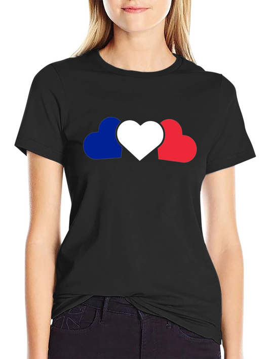 Tricolor Heart Graphic Tee - Black