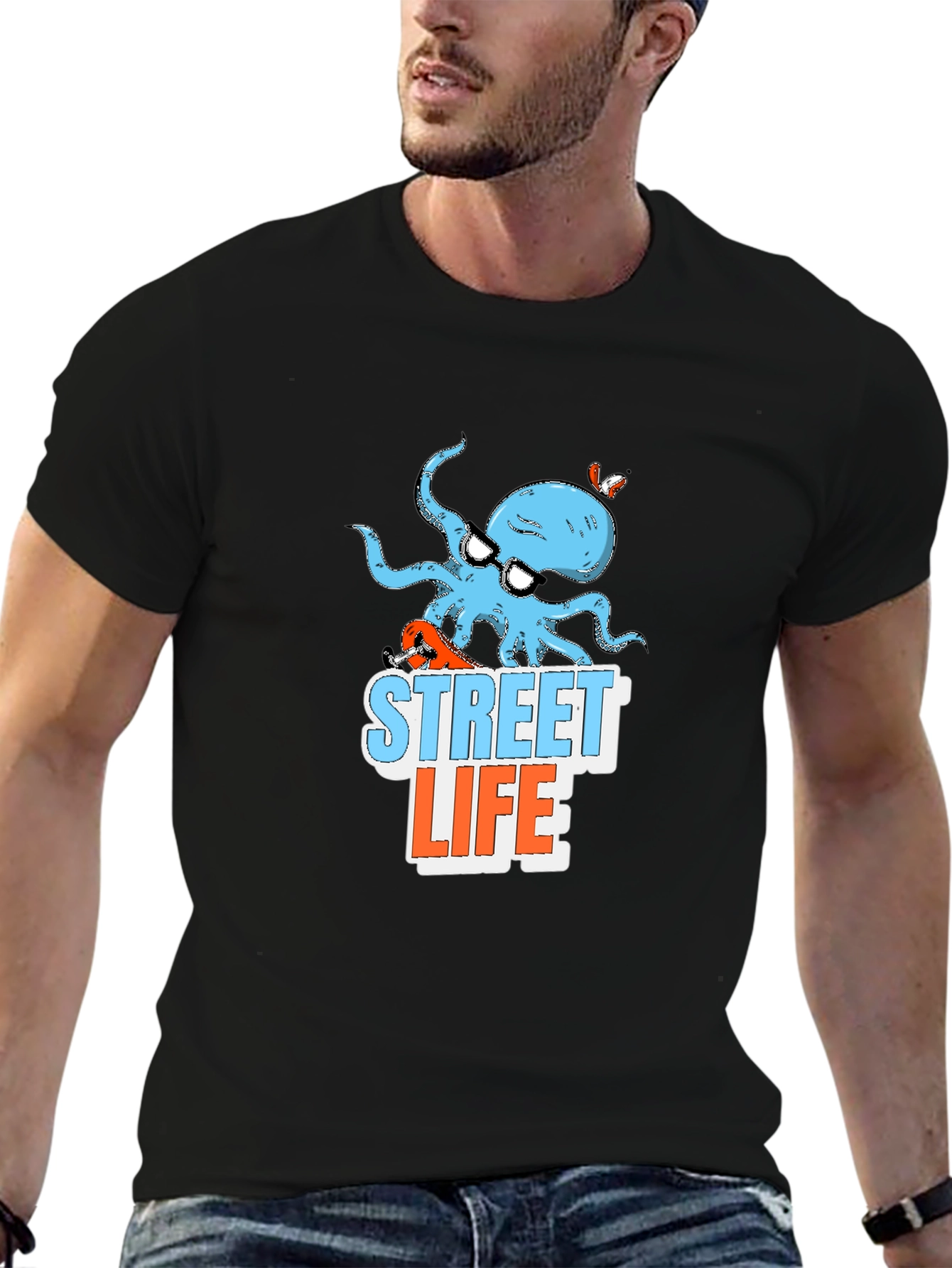 Street Life Octopus Graphic T-Shirt