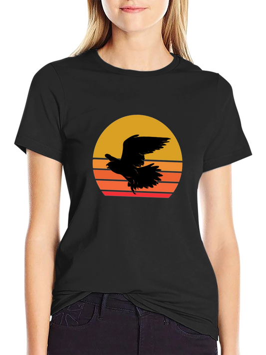 Sunset Eagle Graphic Tee - Black