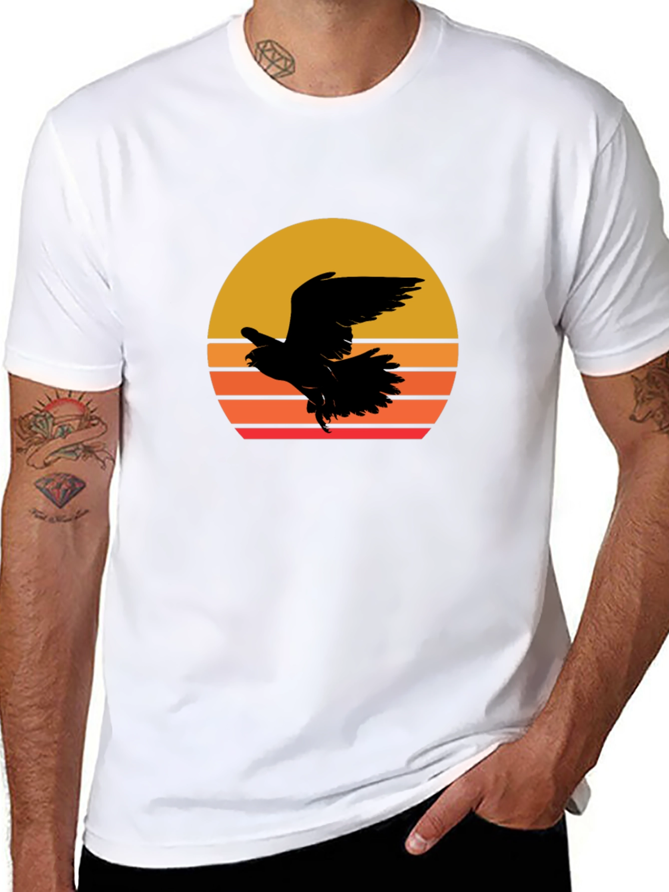 Sunset Eagle Graphic Tee - Black