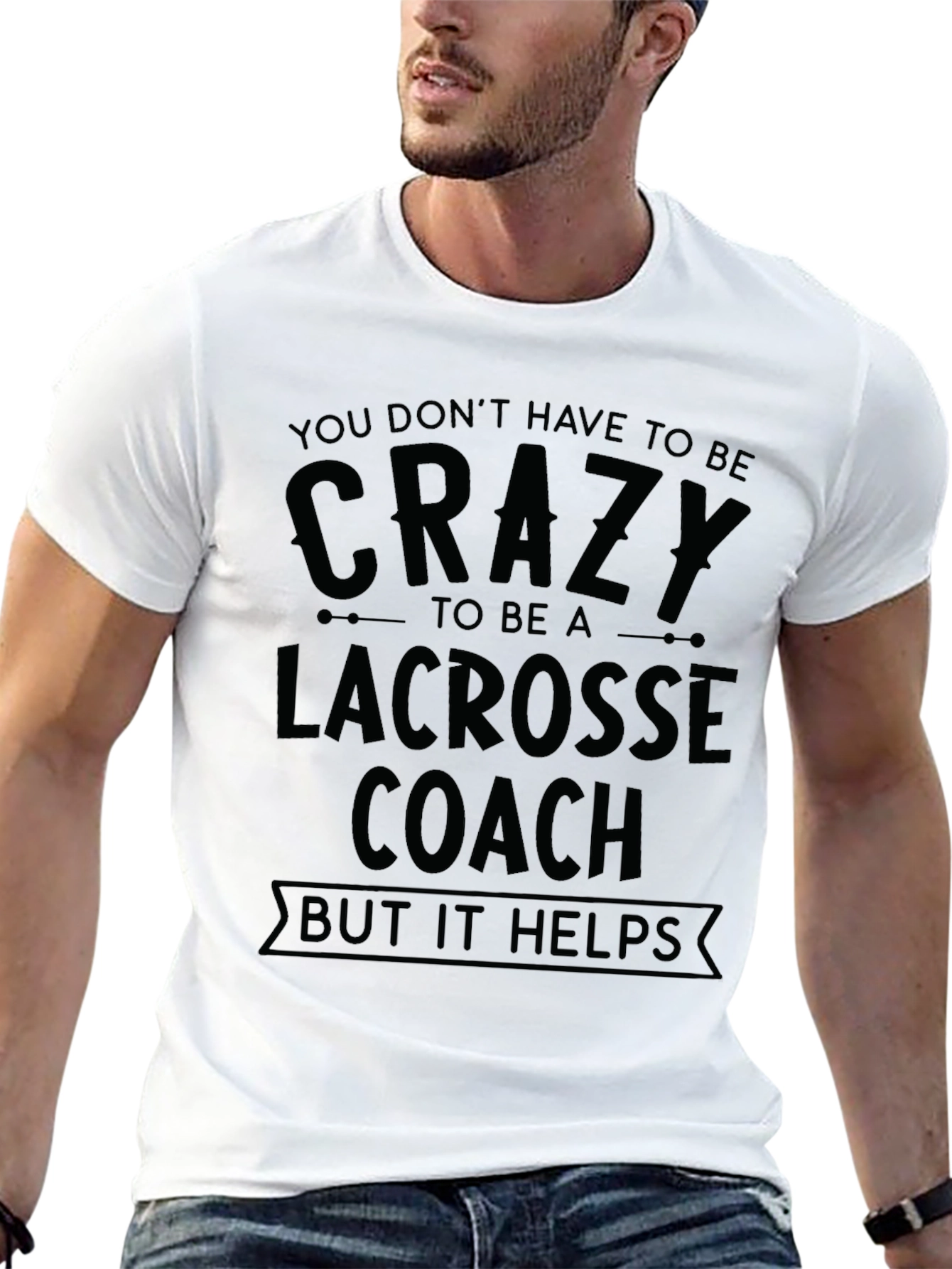Crazy Lacrosse Coach Black Cotton T-Shirt