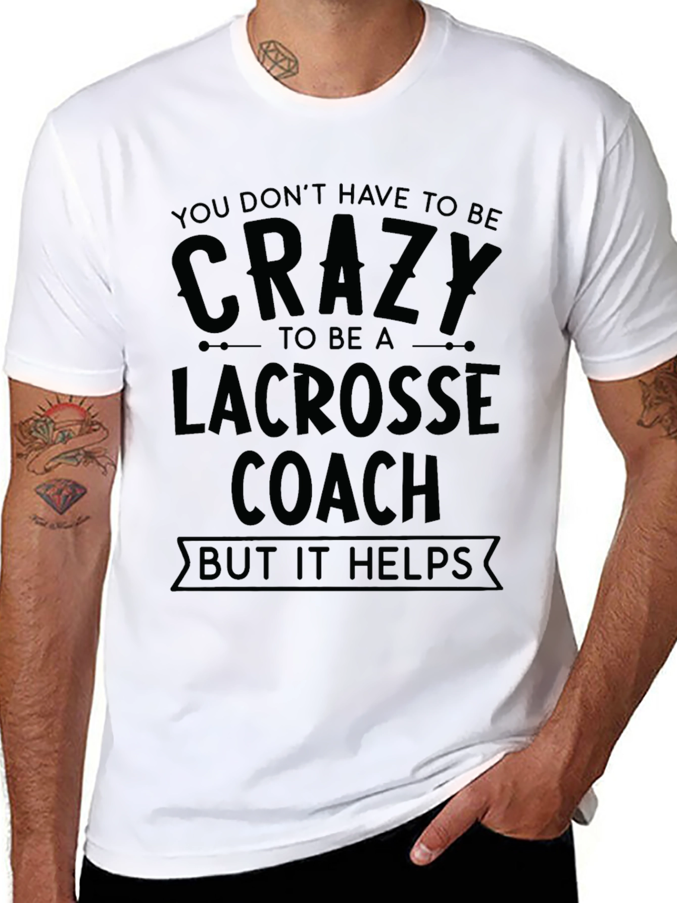 Crazy Lacrosse Coach Black Cotton T-Shirt