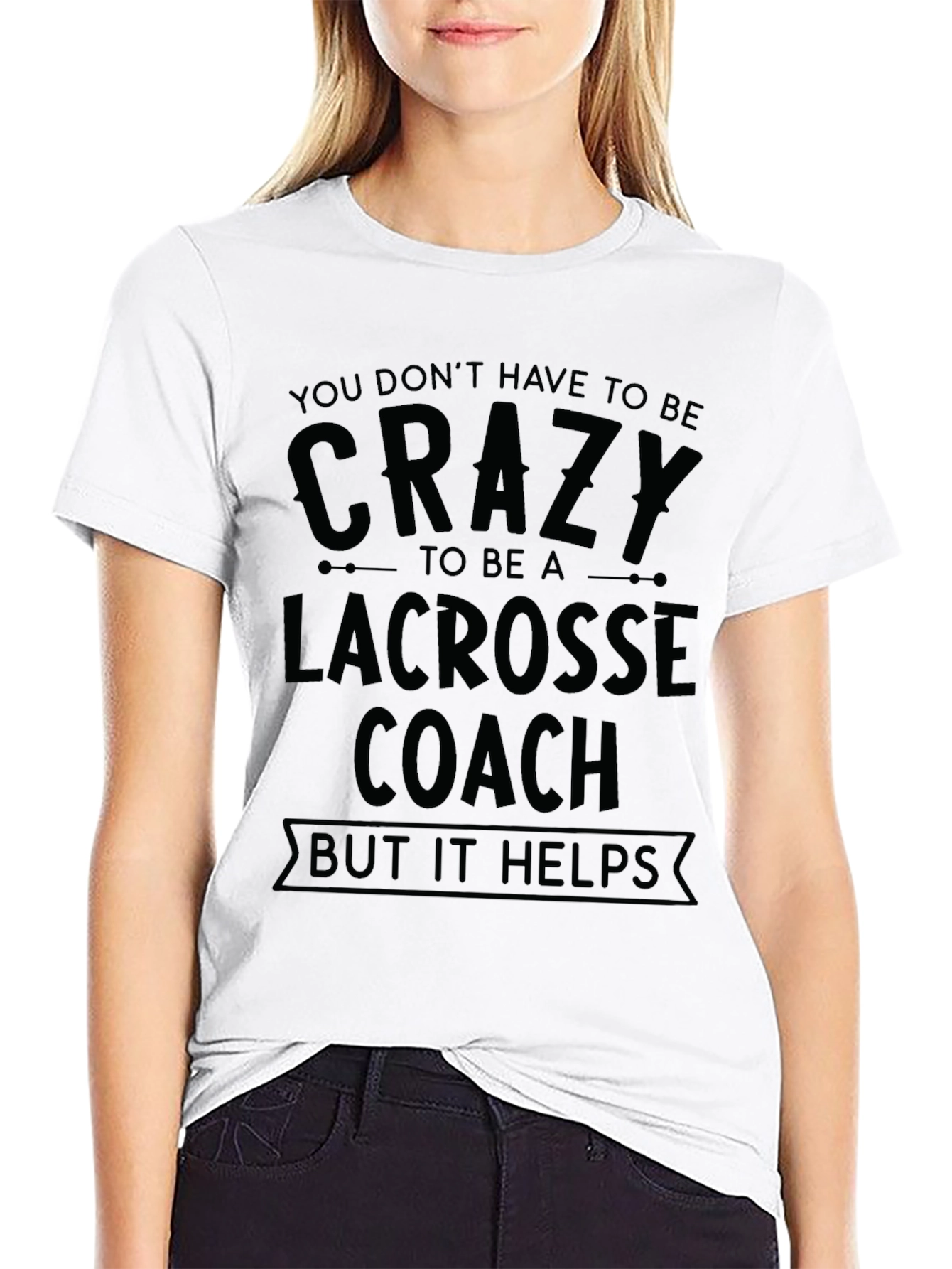 Crazy Lacrosse Coach Black Cotton T-Shirt