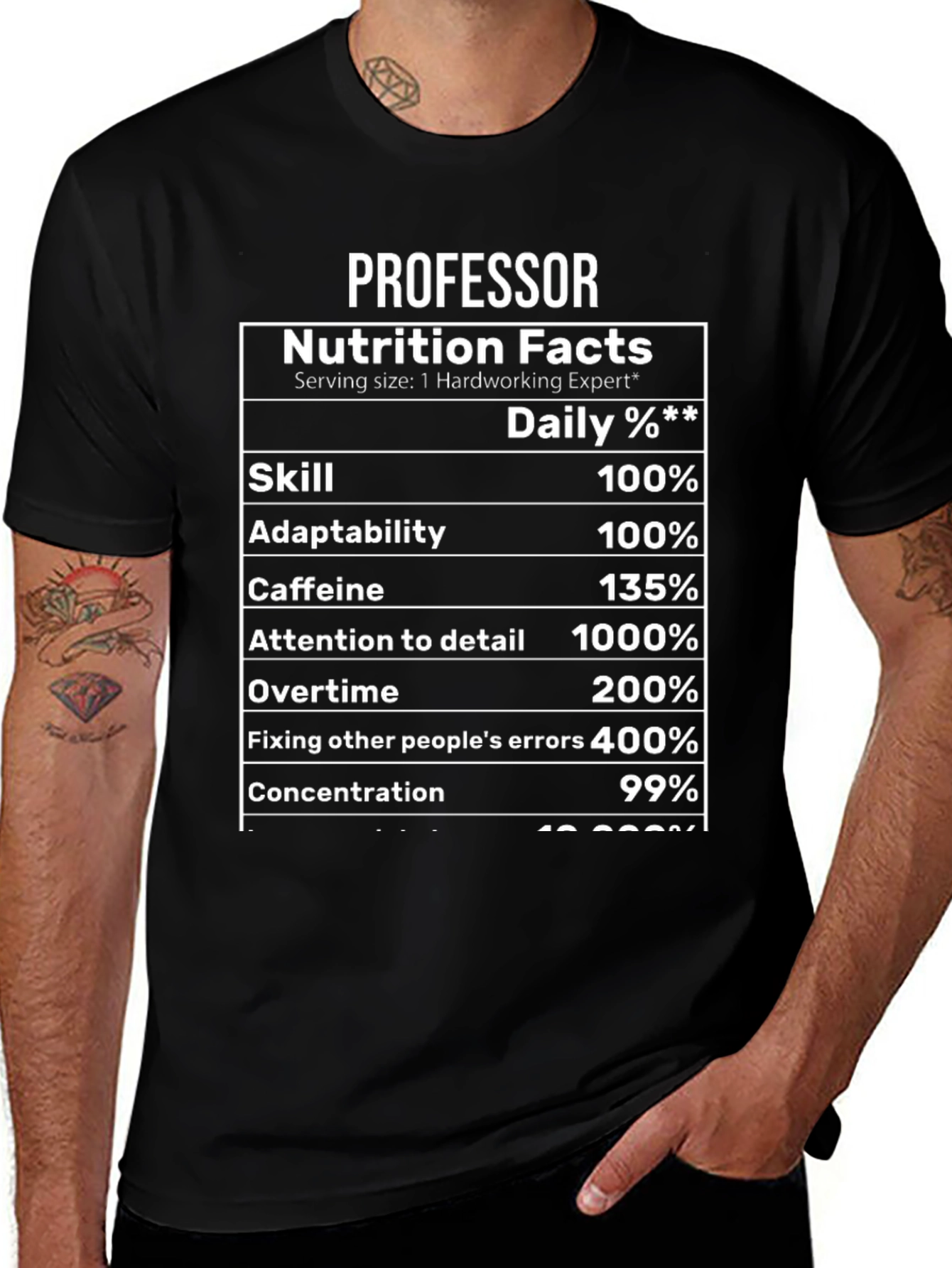 Professor Nutrition Facts Novelty T-Shirt