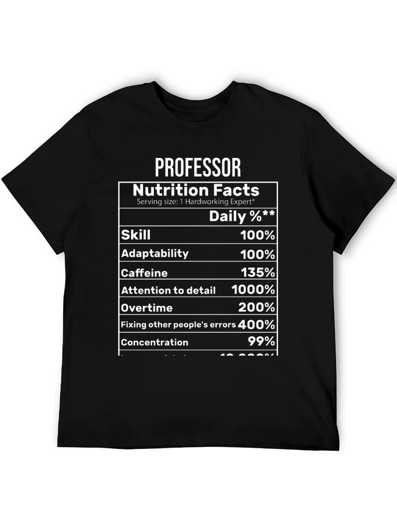 Professor Nutrition Facts Novelty T-Shirt