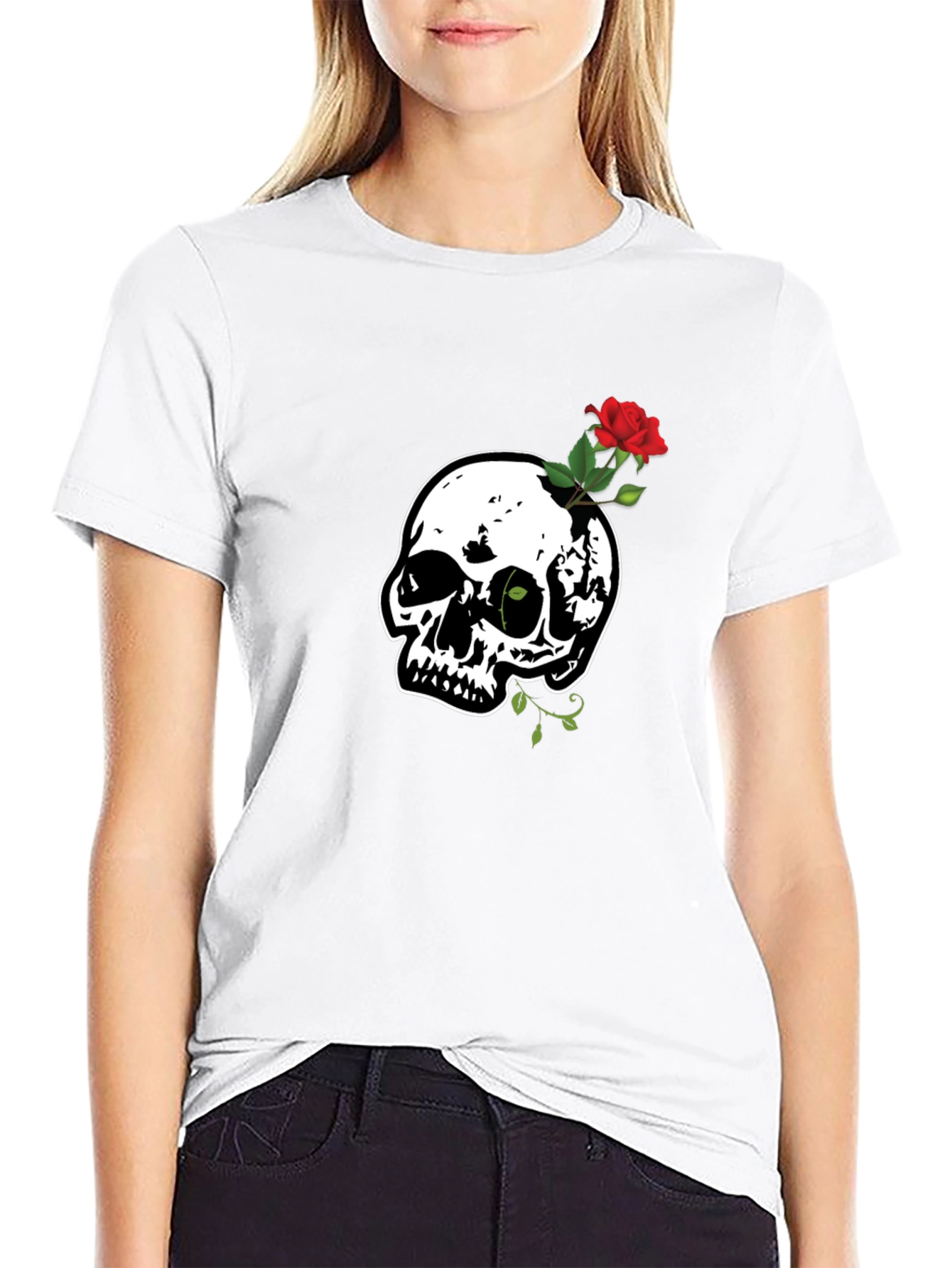 Skull & Rose Graphic Tee - Black T-Shirt