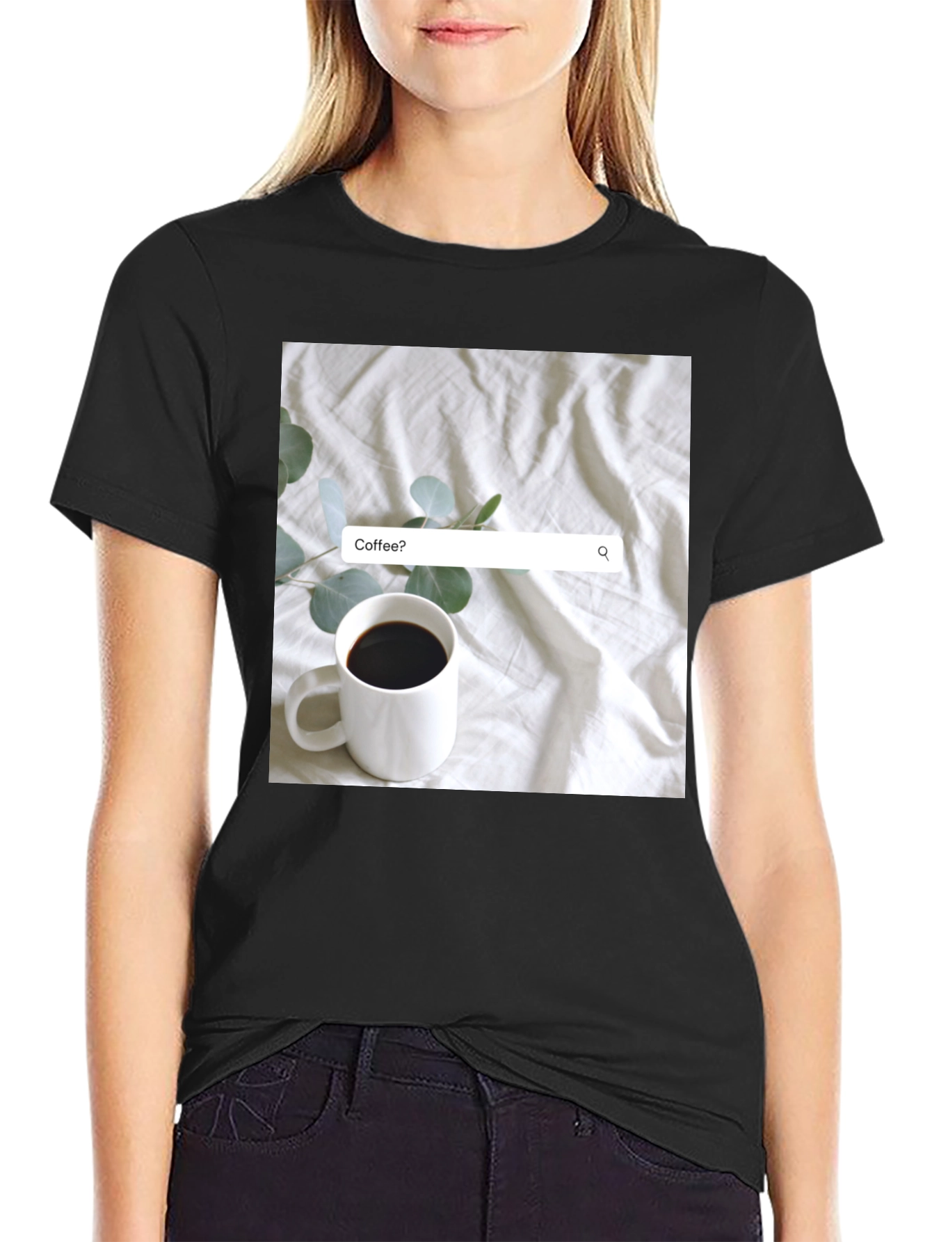Coffee Search T-Shirt - Casual Black Tee
