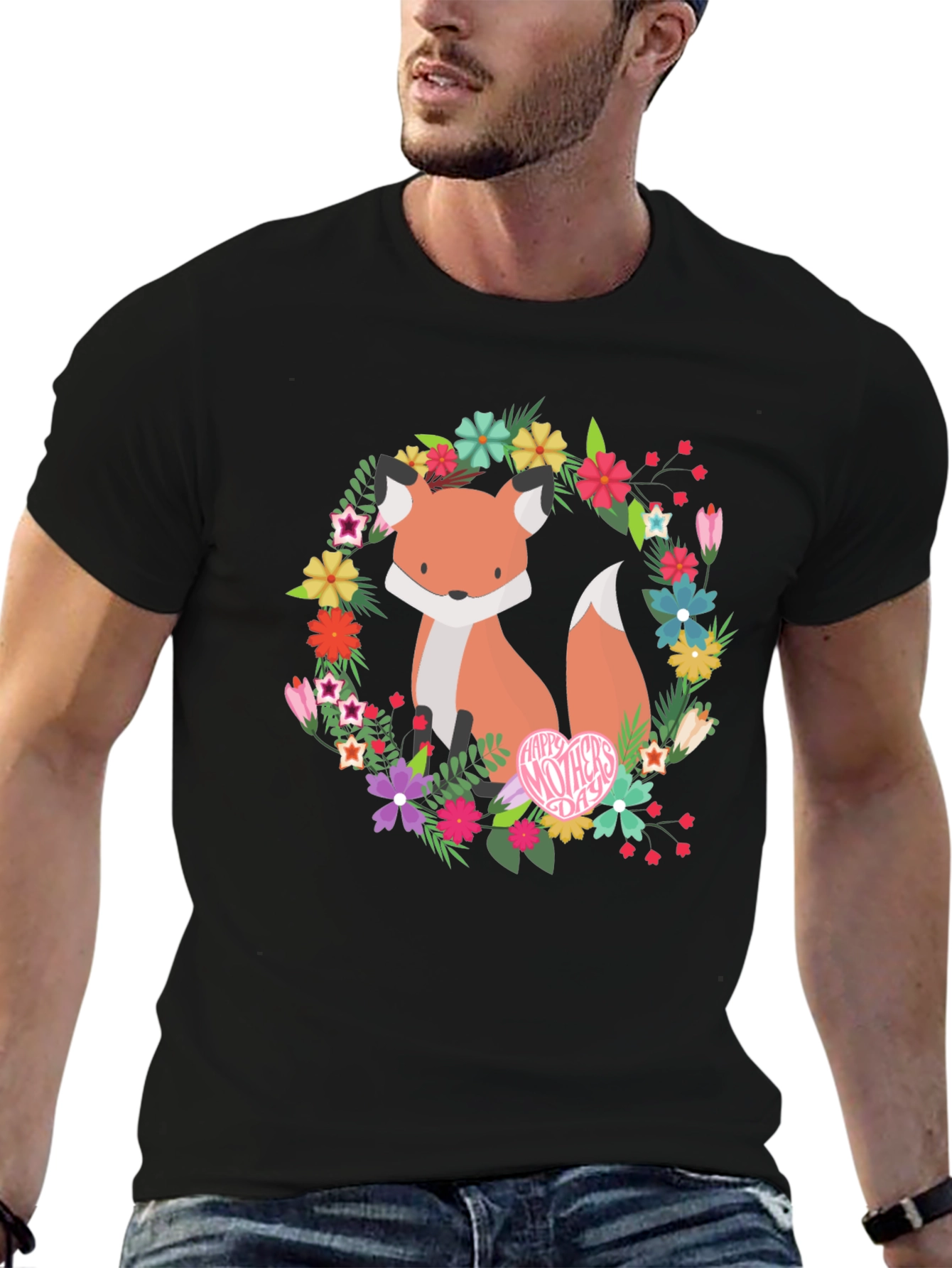 Fox Floral Wreath T-Shirt - Mothers Day Gift