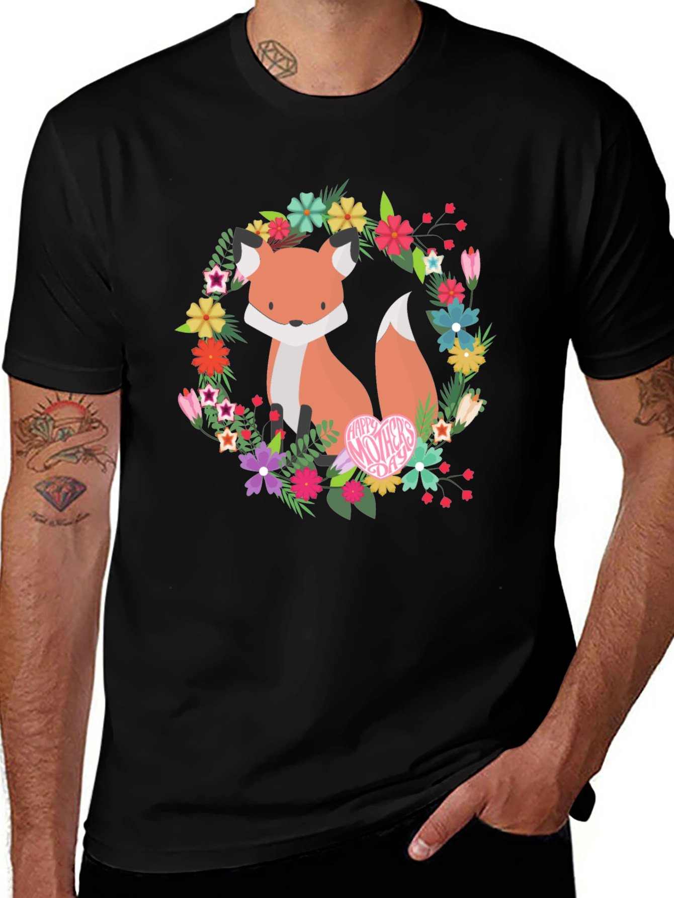 Fox Floral Wreath T-Shirt - Mothers Day Gift