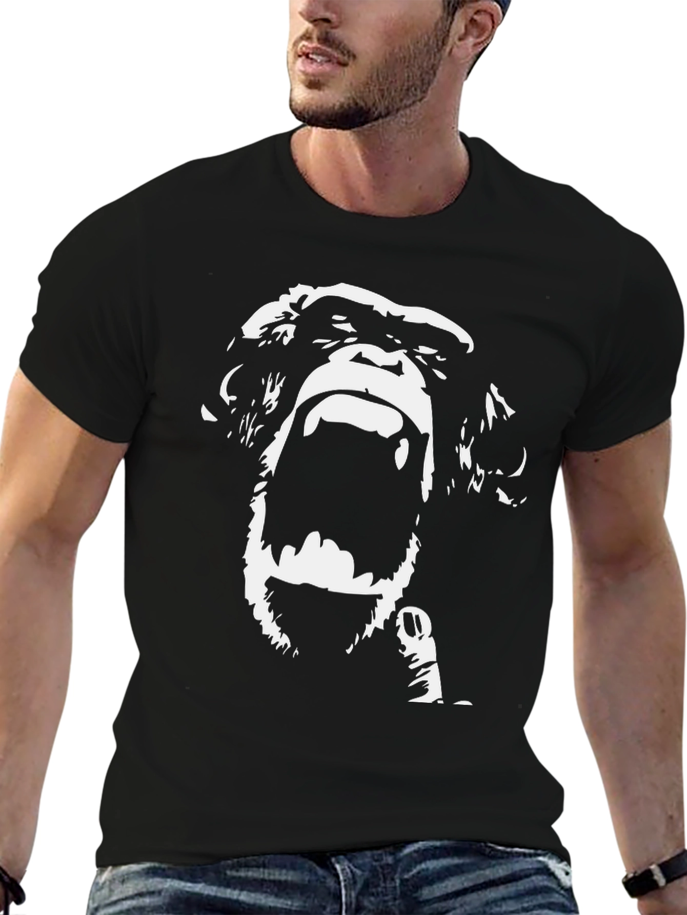 Bold Chimpanzee Graphic Tee - Classic Black Cotton T-Shirt