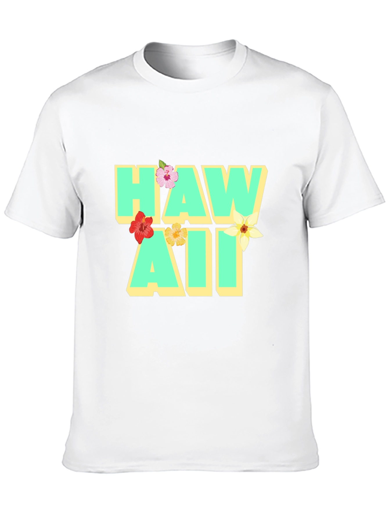 Hawaii Floral Graphic Black T-Shirt