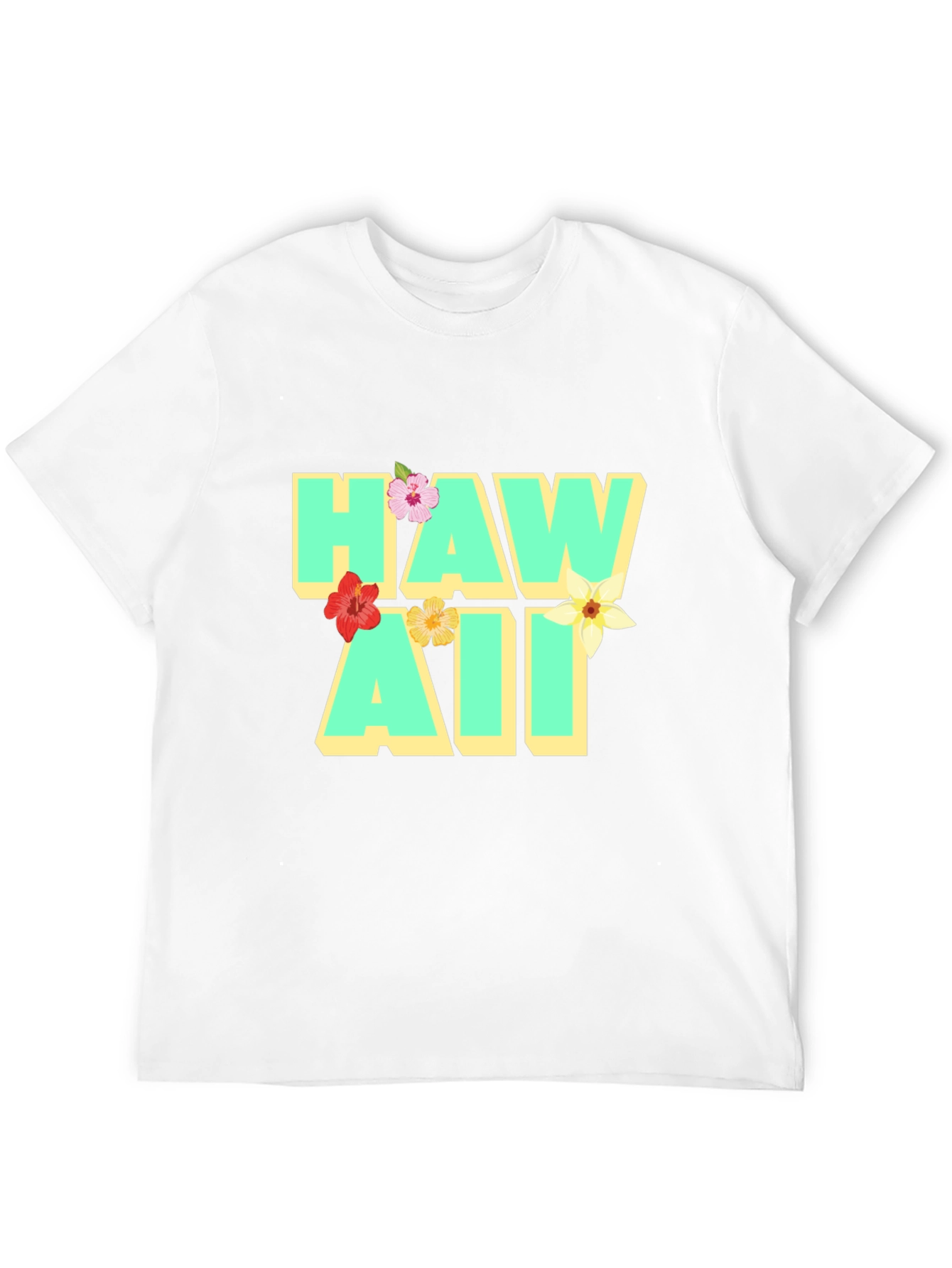 Hawaii Floral Graphic Black T-Shirt