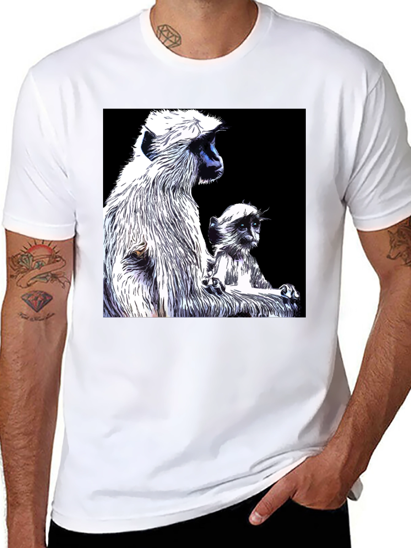 Monkey Graphic Black T-Shirt - Mens Casual Tee