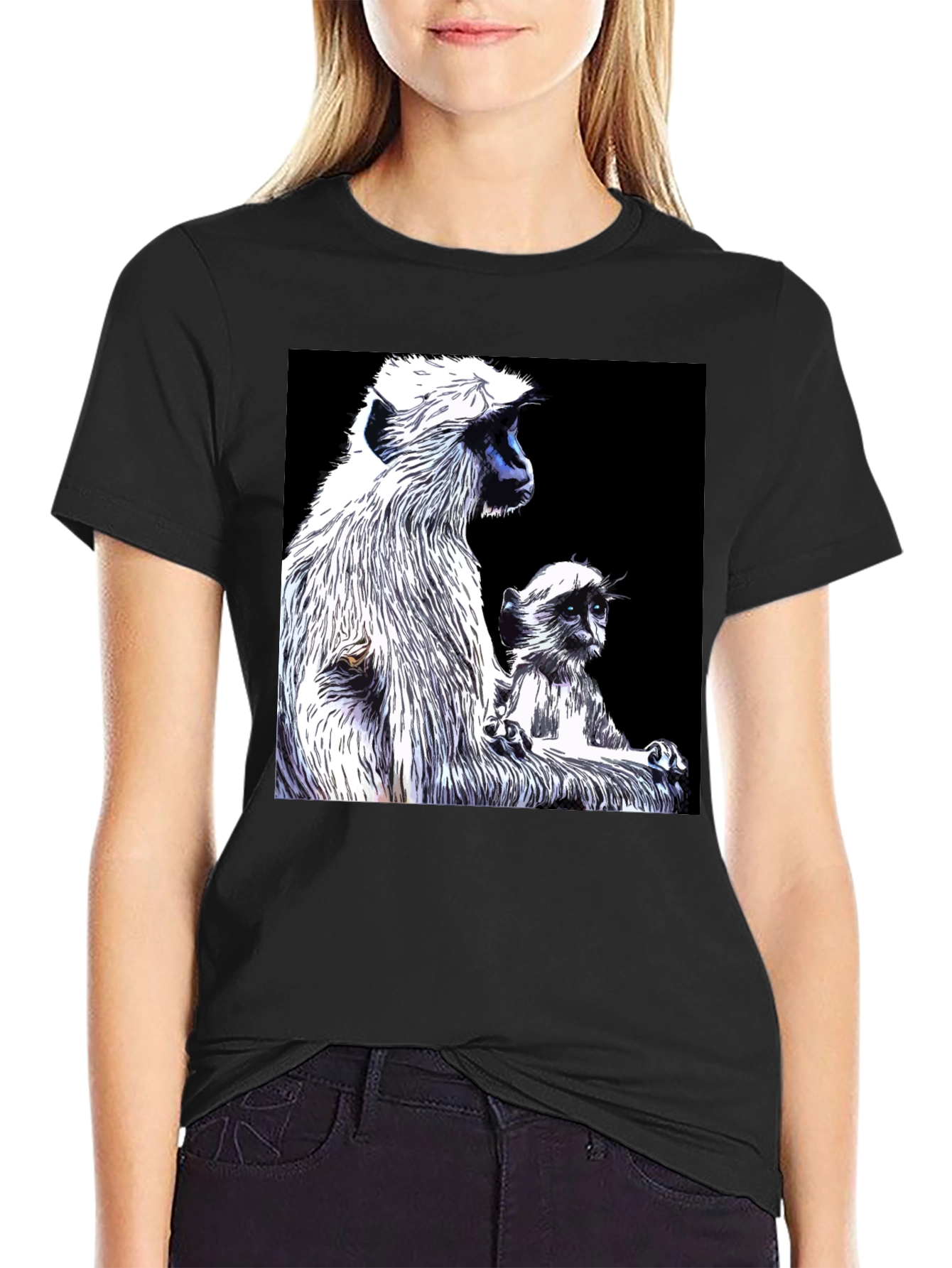 Monkey Graphic Black T-Shirt - Mens Casual Tee