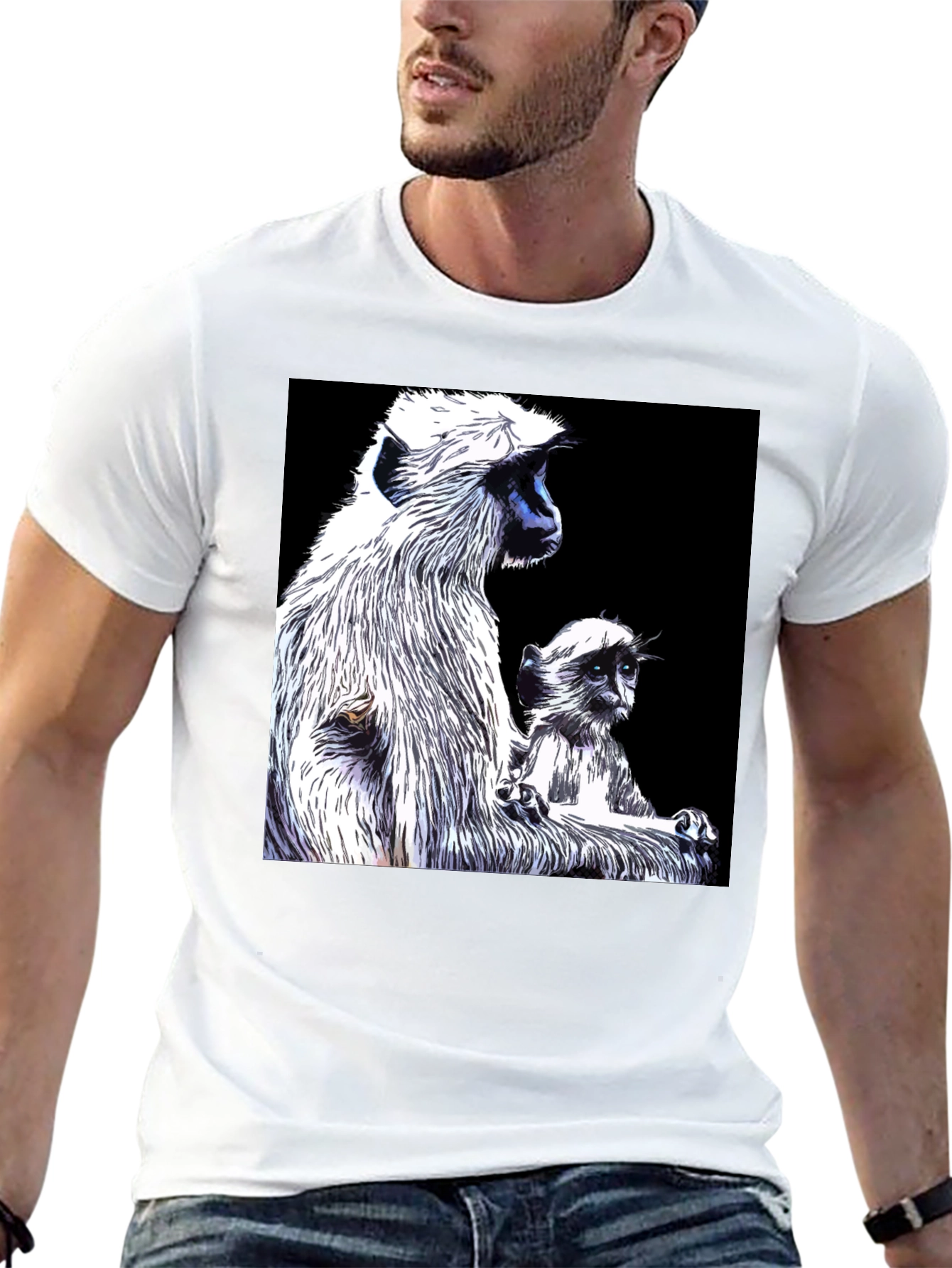 Monkey Graphic Black T-Shirt - Mens Casual Tee